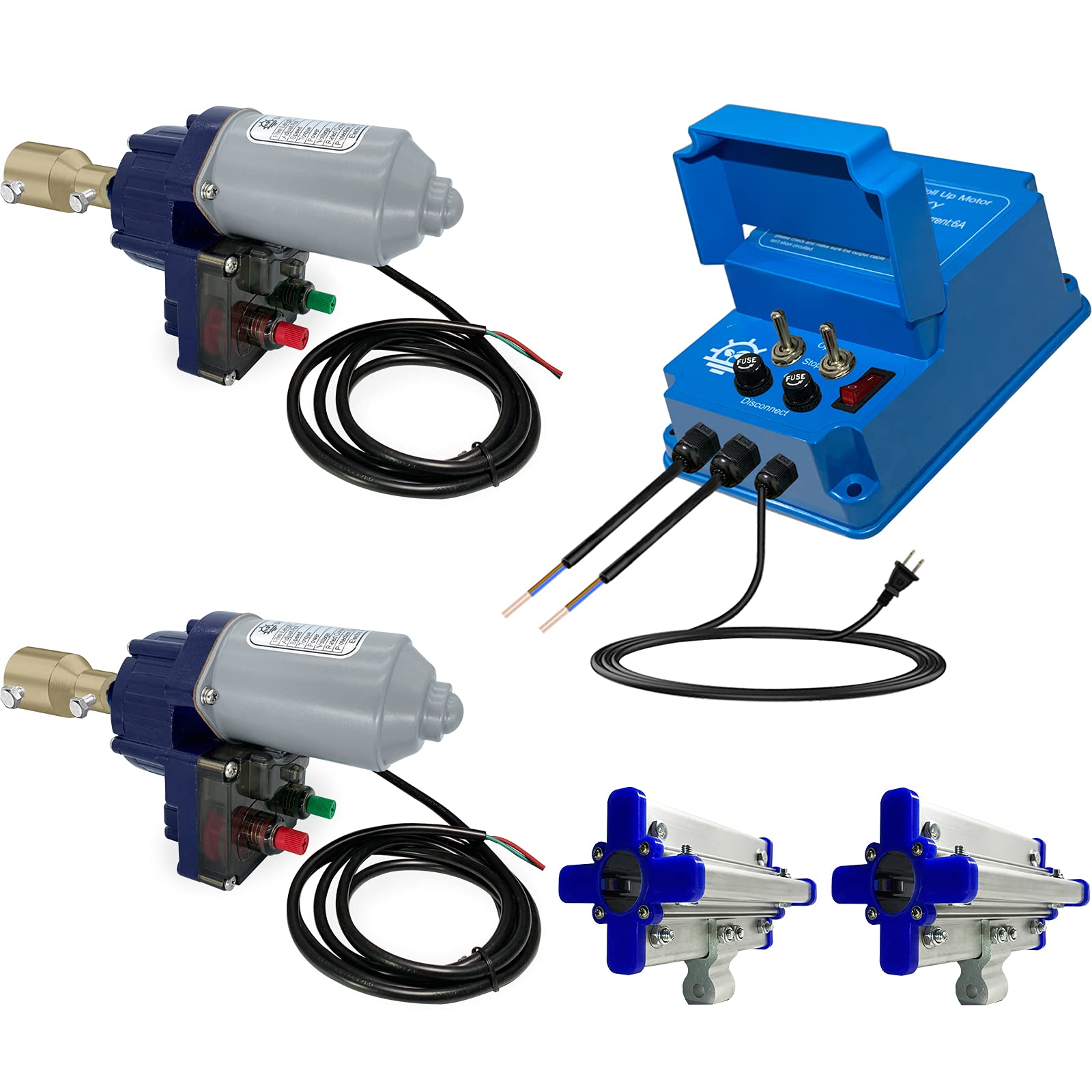 **UYGALAXY 2-Pack Electric Greenhouse Roll Up Motors with Limit Switch & Creepers + 24V Transformer Controller (110V AC to 24V DC) - Automatic Ventilation Kit for Poultry Houses, Nurseries & Side Venting Greenhouses**    **Perfect for:** Poultry farm ventilation, greenhouse climate control, nursery airflow management, and automated side venting systems.