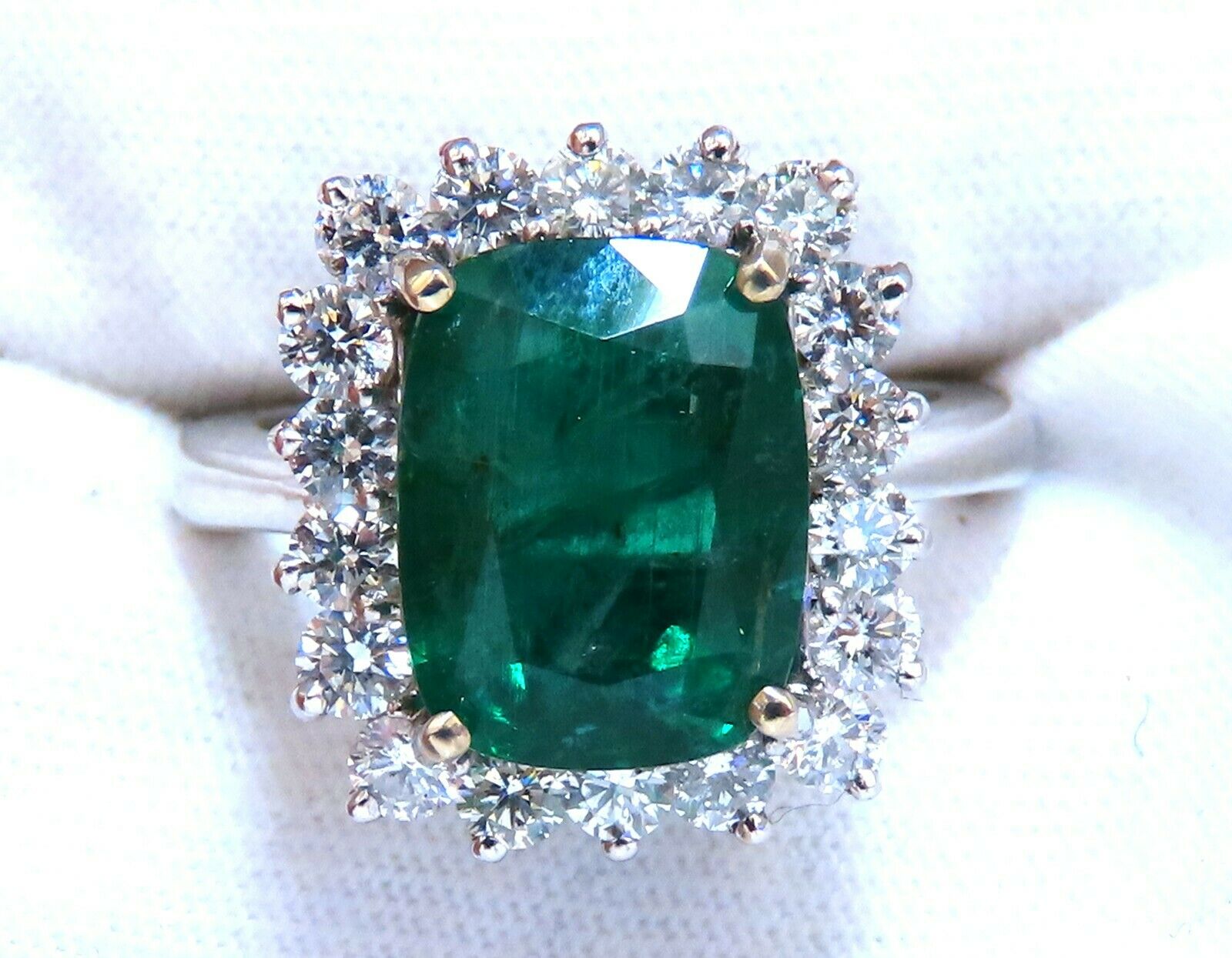 GIA Certified 4.86 Carat Natural Green Emerald Diamond Ring in 14K Gold Halo Setting - Perfect for Engagement, Wedding & Anniversary Gifts