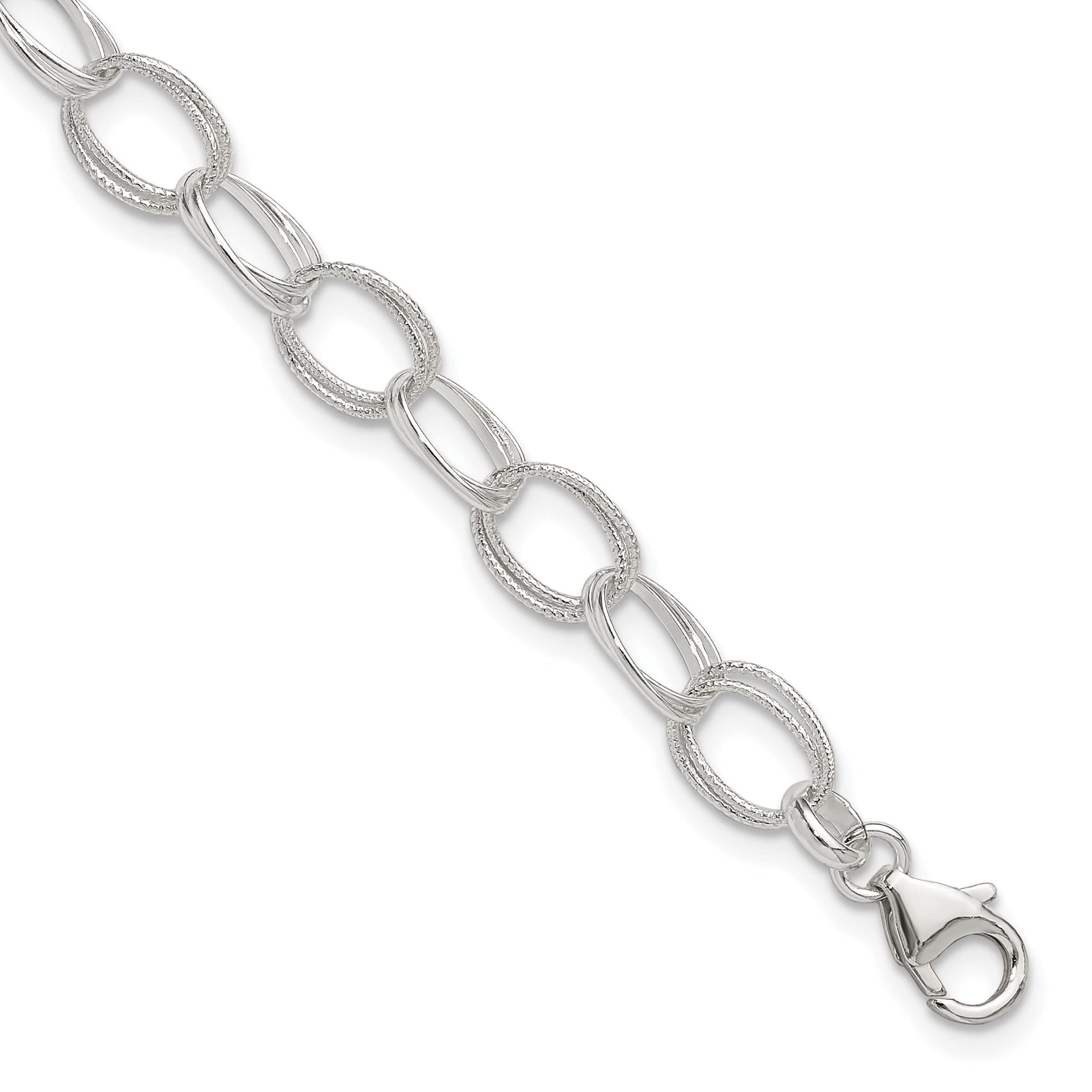 FindingKing Sterling Silver Fancy Link Anklet Chain Jewelry 10