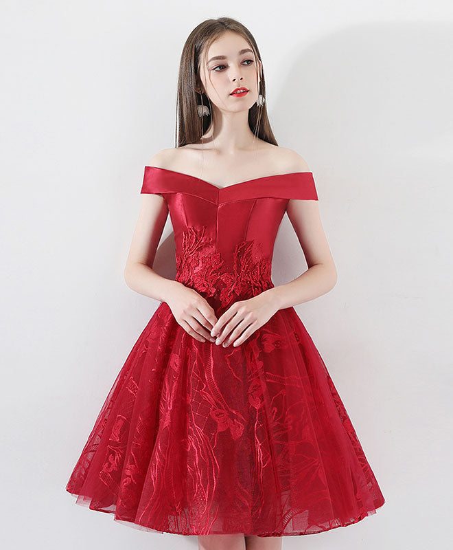 Elegant Burgundy Lace Tulle Short Prom Dress for Homecoming - Perfect for Dances, Parties & Special Occasions