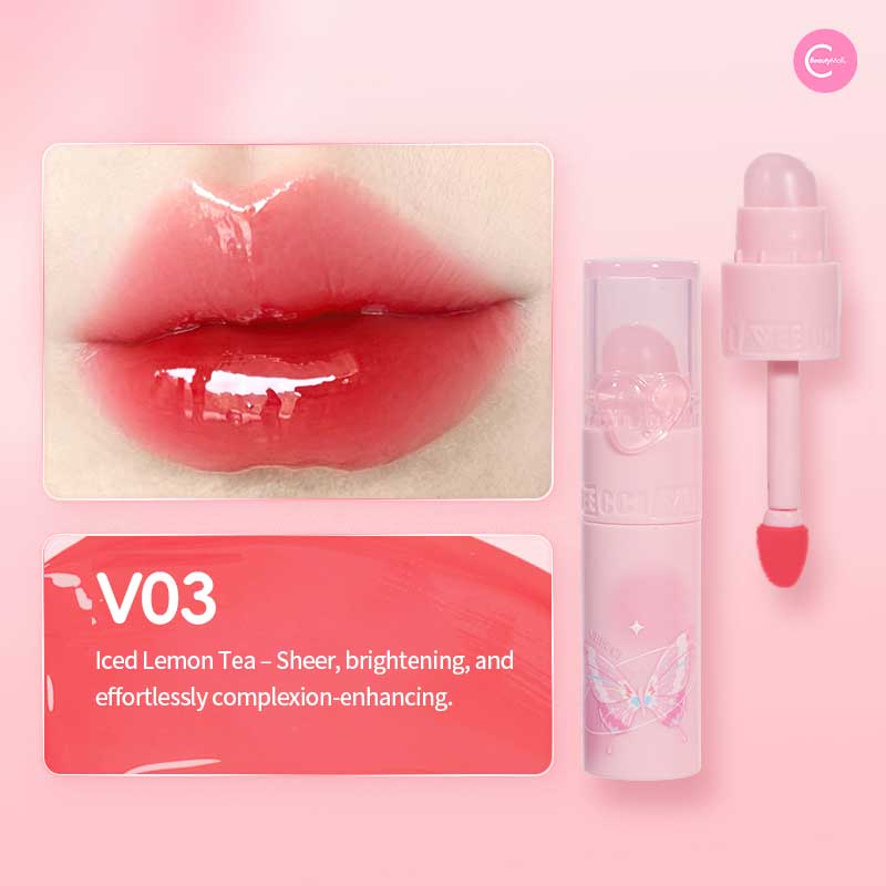 VEECCI Crystal Gloss Lip Tint - Long Lasting Hydrating Lip Stain with Shine | Perfect for Everyday Wear, Date Night & Makeup Looks