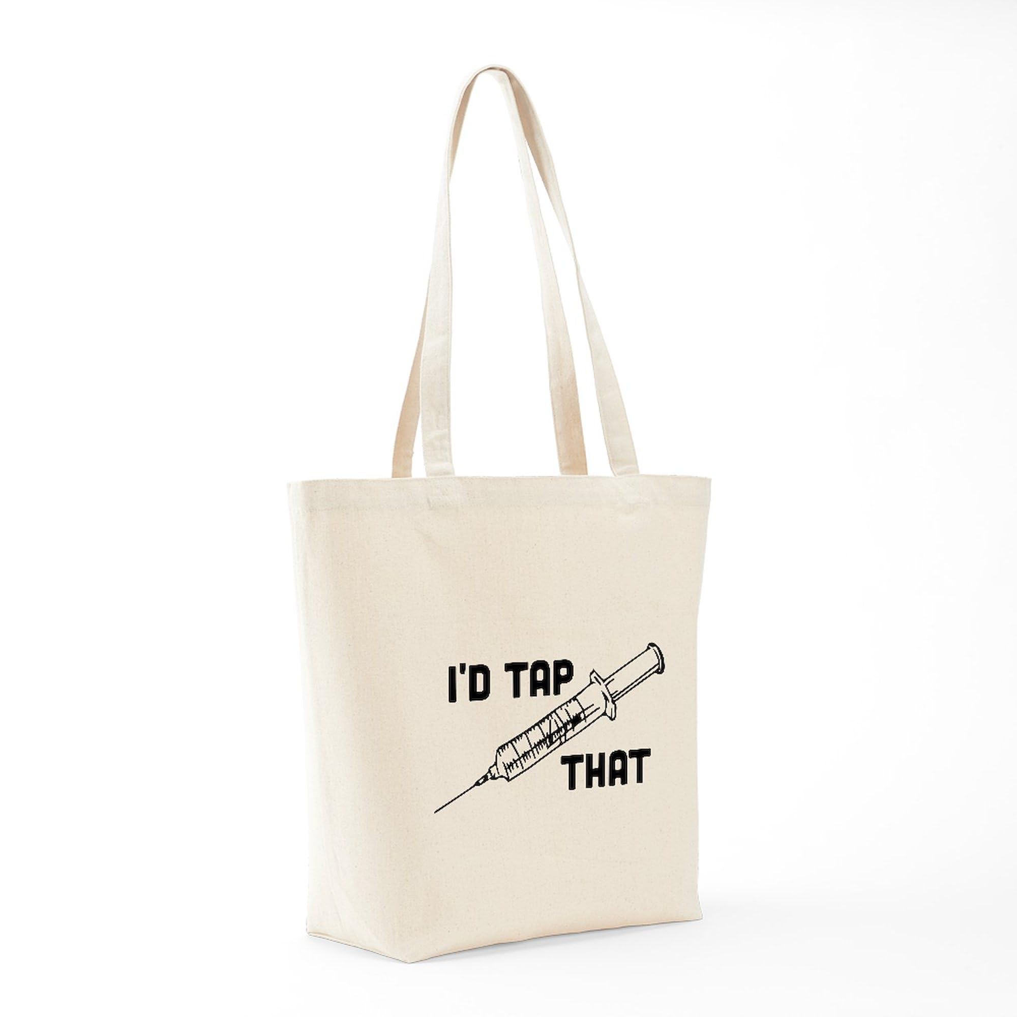 CafePress 'I'd Tap That' Natural Canvas Tote Bag - Eco-Friendly Reusable Grocery Shopping Bag for Women & Men - Perfect for Groceries, Beach, Work & Daily Use