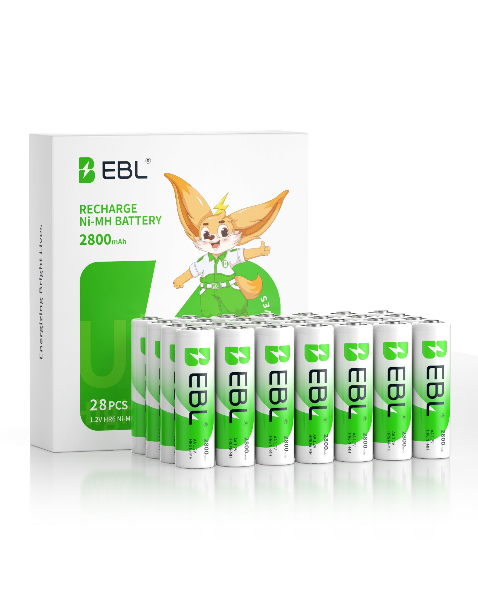 EBL AA NiMH Rechargeable Batteries 2800mAh High Capacity - 8 Pack for Digital Cameras, Flashlights, Toys, and More - Long Lasting Power Supply