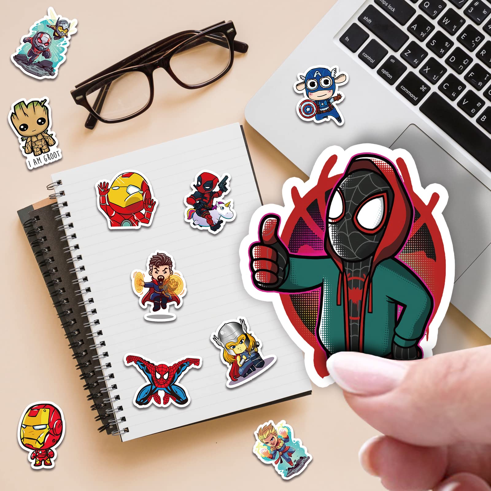 150PCS Superhero Stickers Pack - Avengers, Comic Legends Vinyl Decals for Teens, Boys & Adults - Waterproof Laptop, Water Bottle, Luggage, Skateboard, Guitar & Notebook Decoration