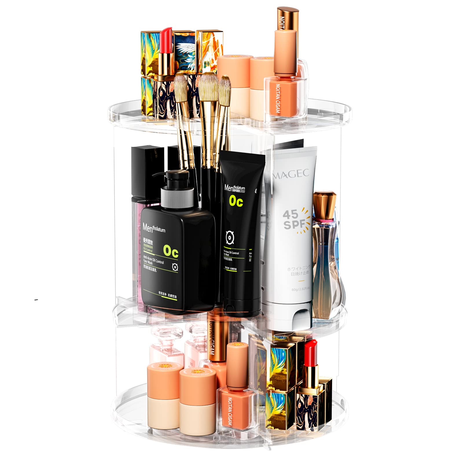 360° Rotating Makeup Organizer - Transparent Cosmetic Storage Box for Bathroom & Vanity