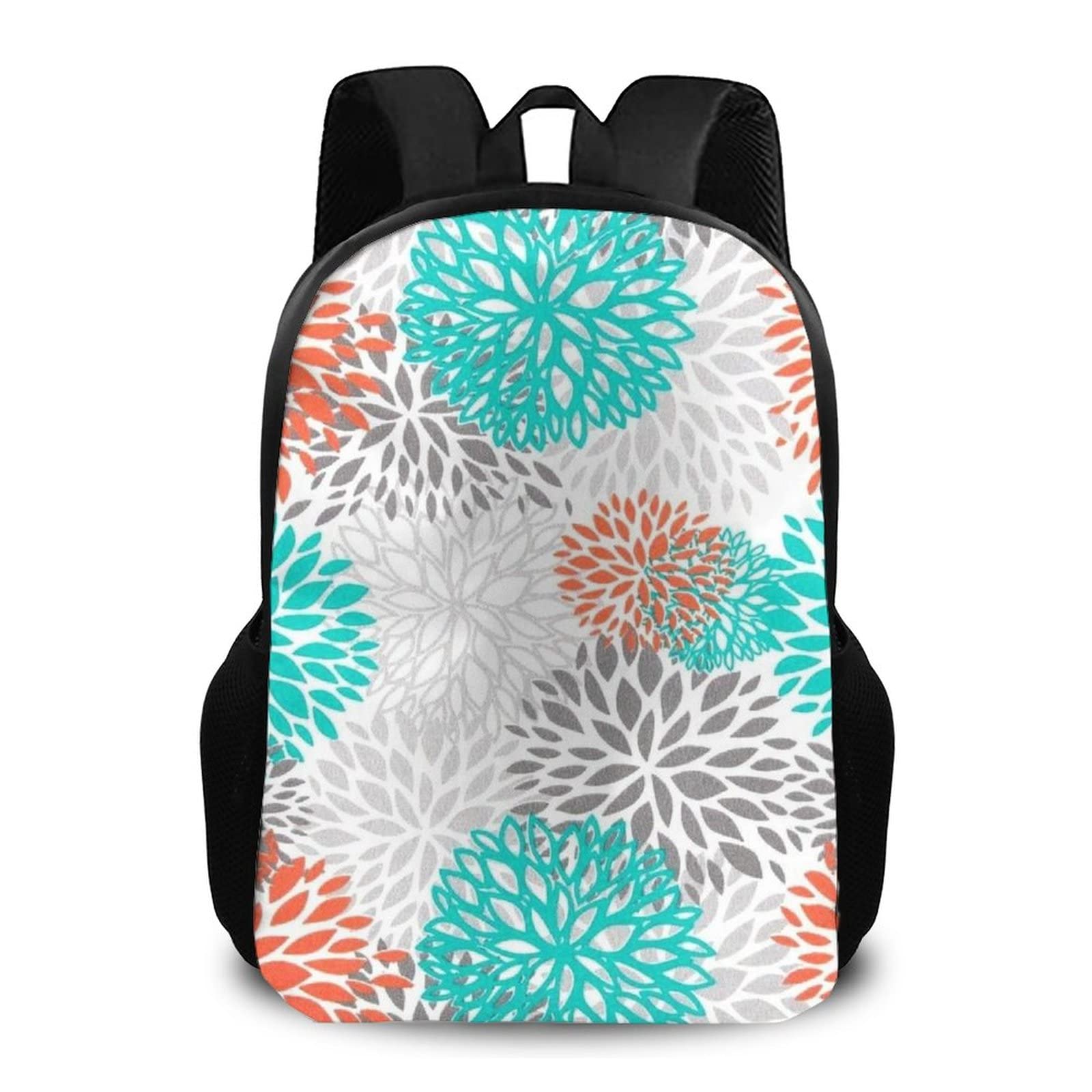 Waterproof Lightweight School Backpack for Boys & Girls - Orange, Gray, Turquoise & White Bookbag for Teens, College & High School Students - Perfect for Daily Use, Travel, Picnic & Outdoor Activities