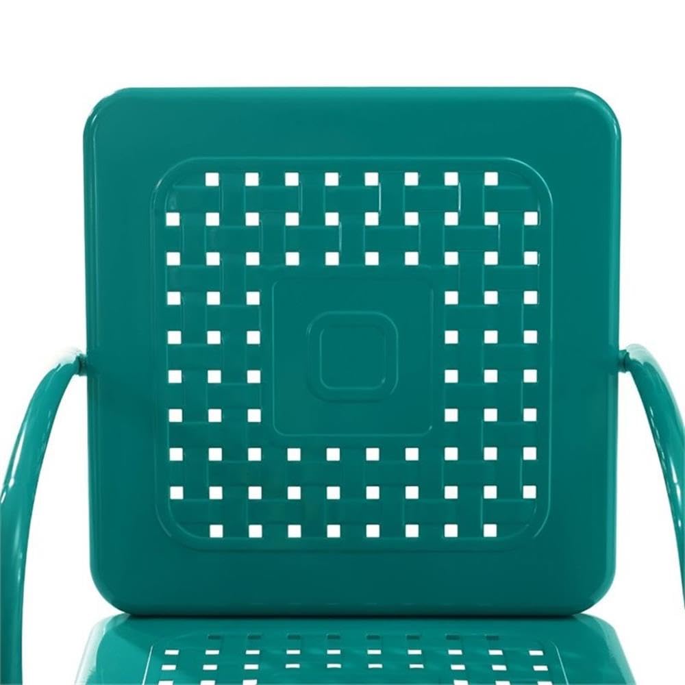 3-Piece Metal Outdoor Patio Chair Set in Turquoise Gloss - Perfect for Garden, Poolside, and Backyard Relaxation