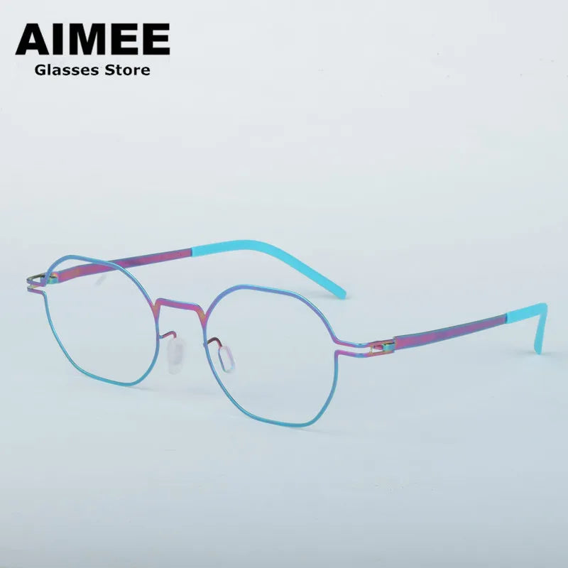 Aimee Women's Full Rim Polygon Oval Screwless Steel Eyeglasses Frame 13546 - Trendy Geometric Glasses for Work, Reading & Fashion Accessories