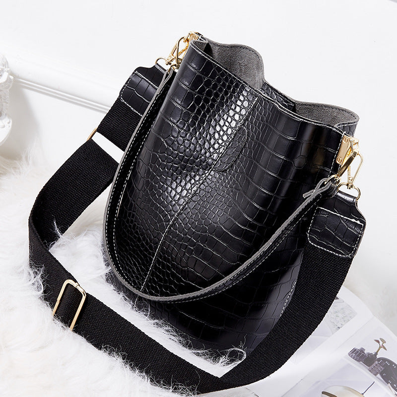 Eco-Friendly Vegan Leather Shoulder Bag - Wide Strap Bucket Bag & Crossbody Purse for Women | Perfect for Work, Travel & Everyday Use