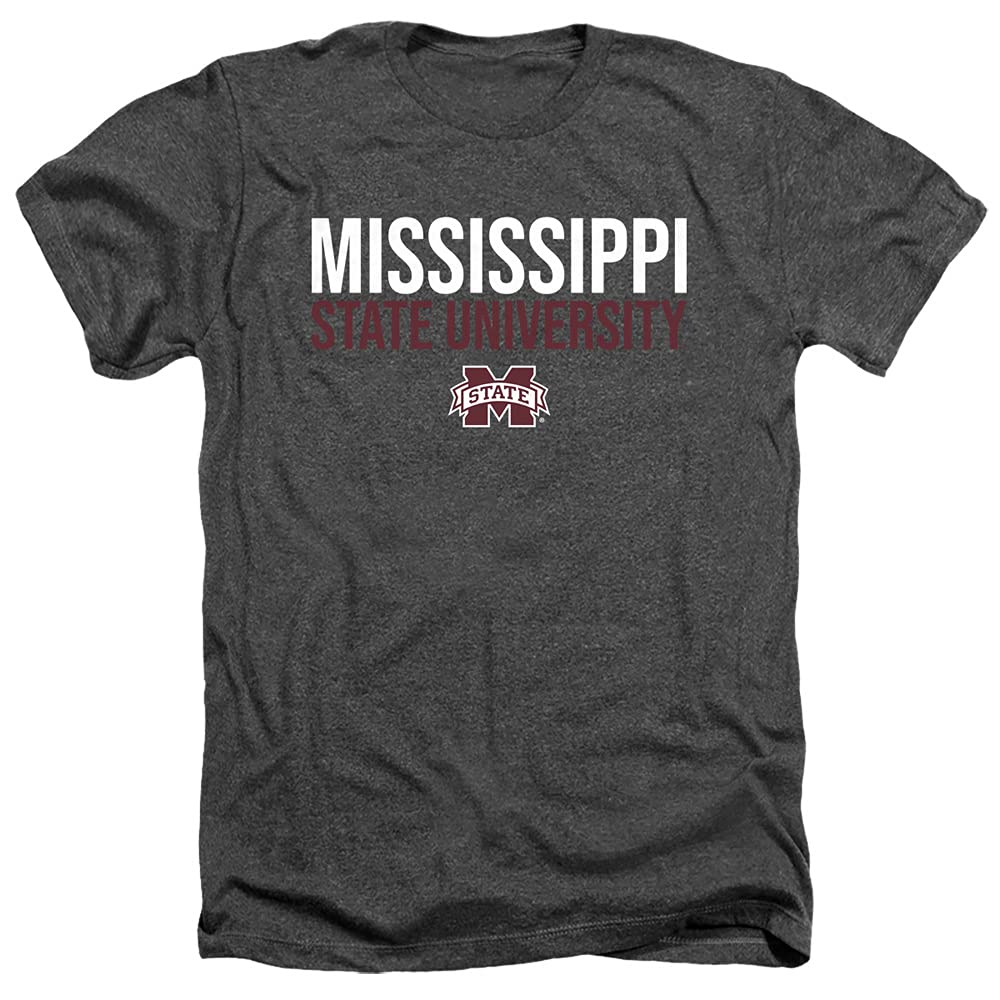 Mississippi State Bulldogs Official Stacked Unisex Adult Heather T-Shirt - Charcoal Heather, Small - Perfect for Game Day, Fan Gear & Casual Wear