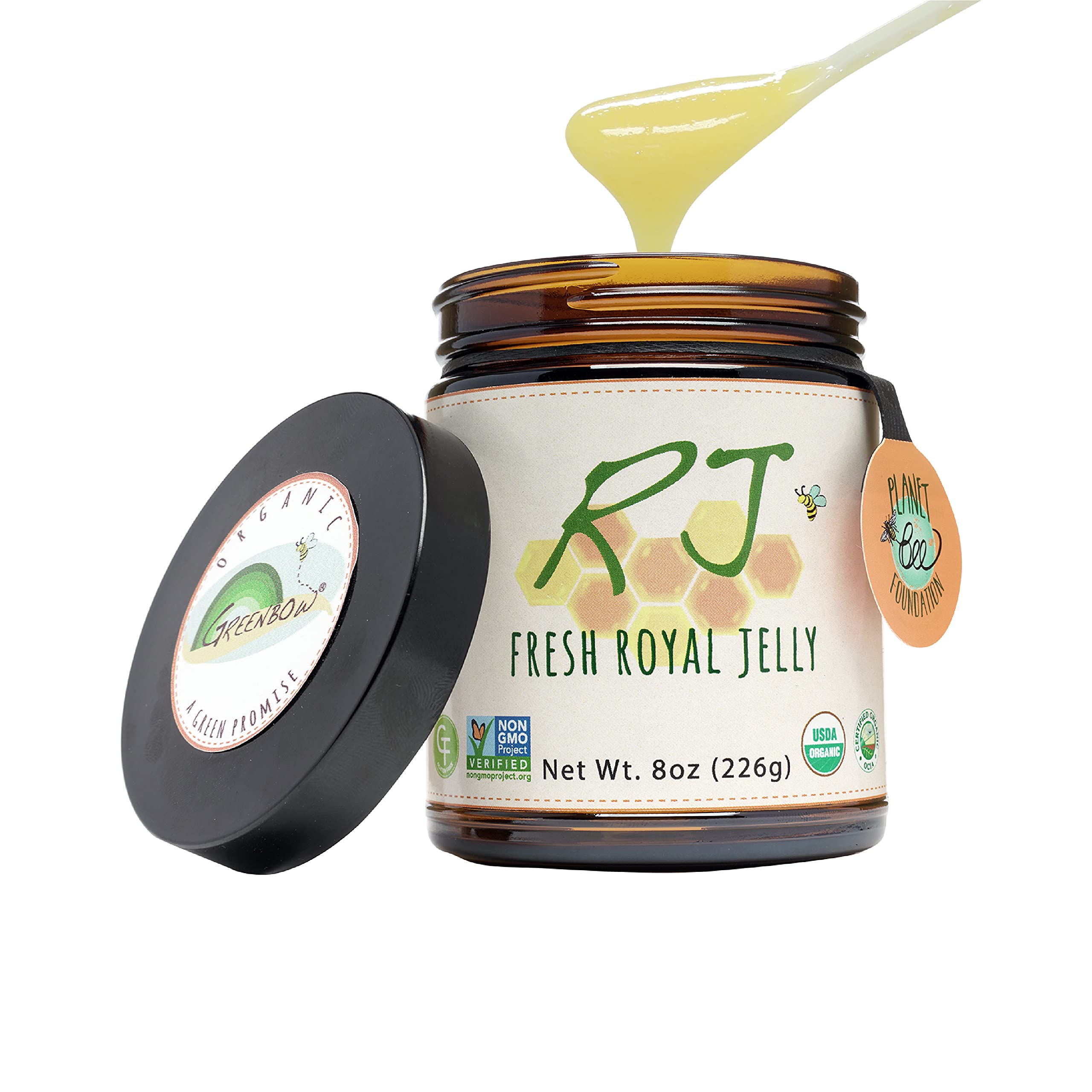 Organic Fresh Royal Jelly by Greenbow - 100% USDA Certified, Non-GMO, Halal, Pure & Gluten Free Superfood (226g) - Boost Immunity & Energy for Daily Wellness & Skincare