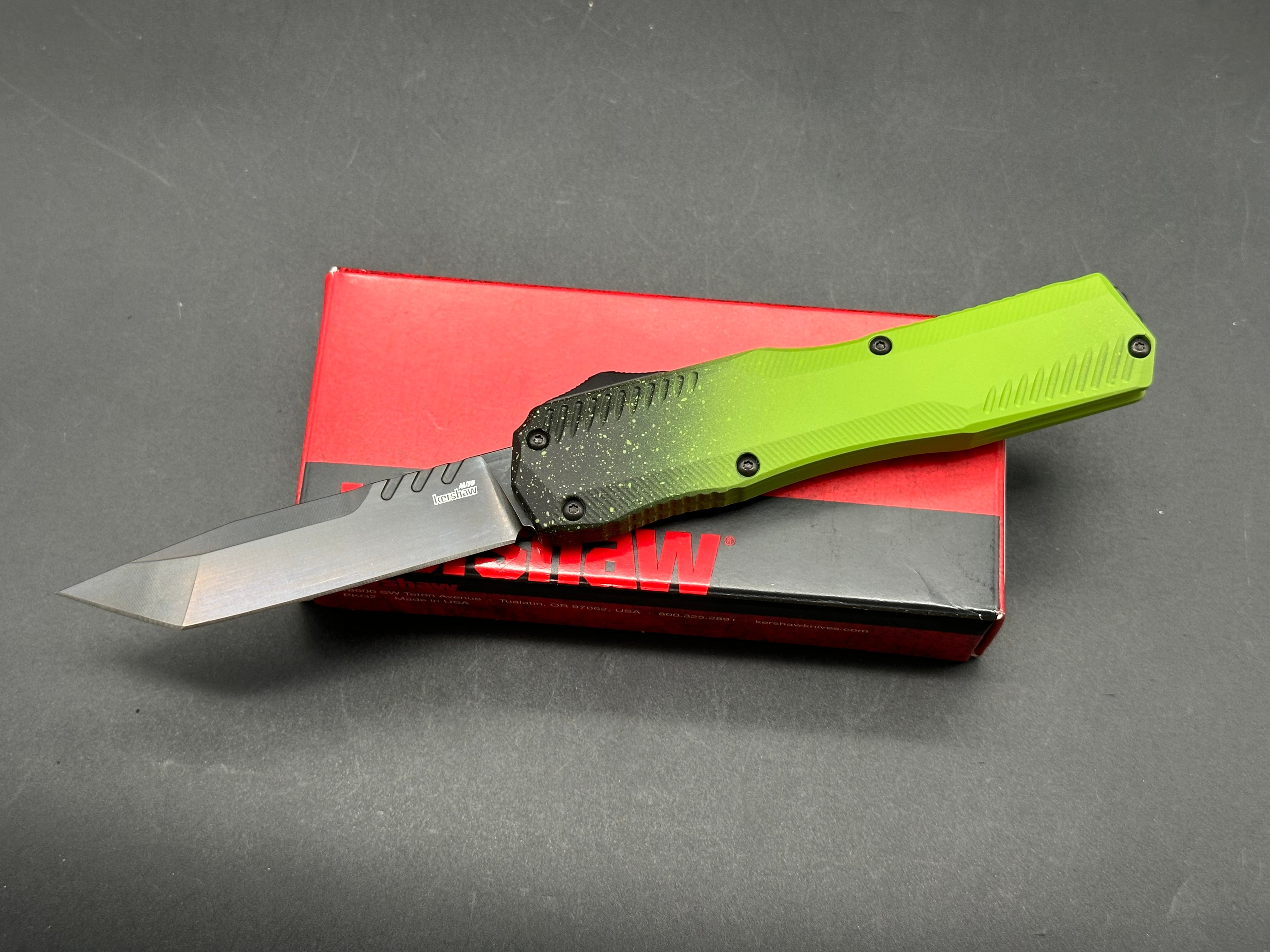 Kershaw Livewire Automatic Knife - Zombie Cerakote & MagnaCut Blade - Blade Show 2024 Exclusive - EDC, Outdoor Survival, Tactical Gear, Collector's Item