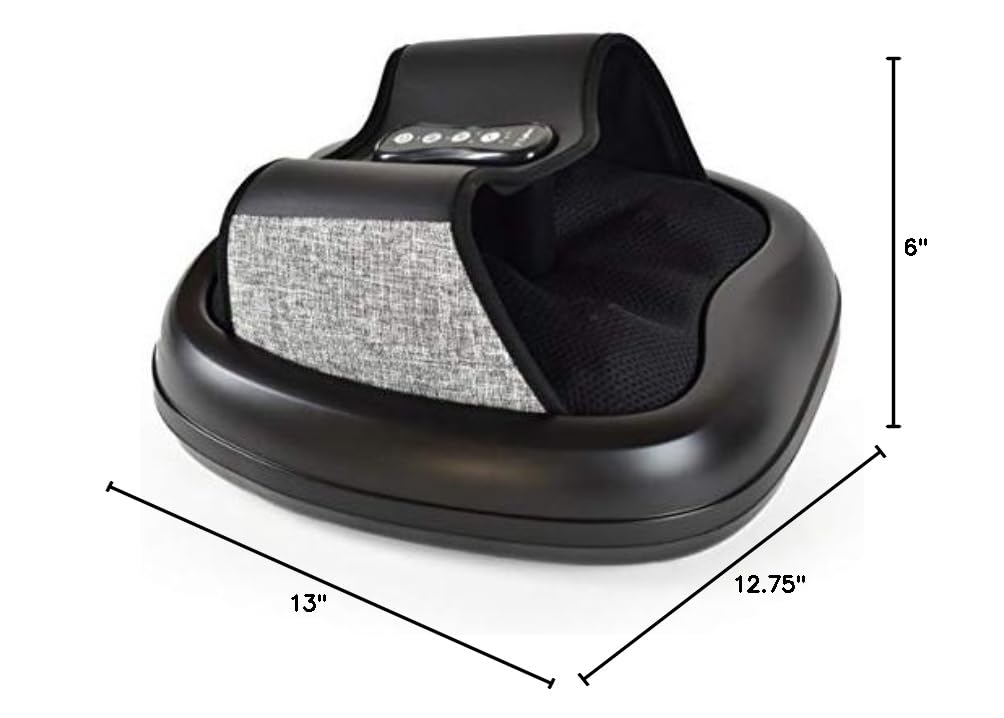 Zyllion Shiatsu Foot Massager with Heat - Deep Tissue Kneading & Air Compression for Plantar Fasciitis Relief - Fits Up to Size 13 - Black (ZMA-31-BK) - Perfect for Home Relaxation & Foot Pain Relief After Workouts