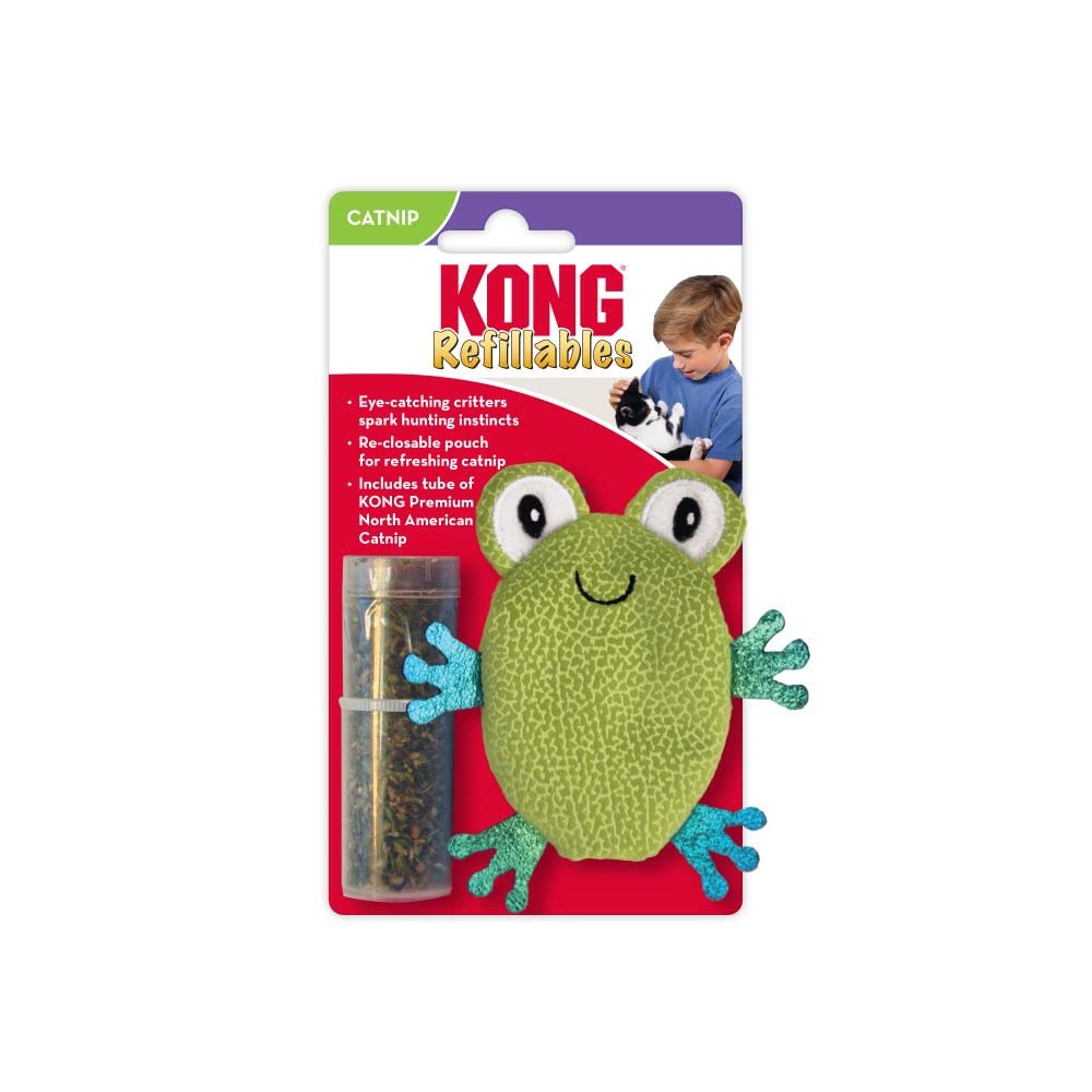 KONG Refillables Catnip Toad Toy for Cats - Durable Interactive Play for Indoor Kittens & Stress Relief