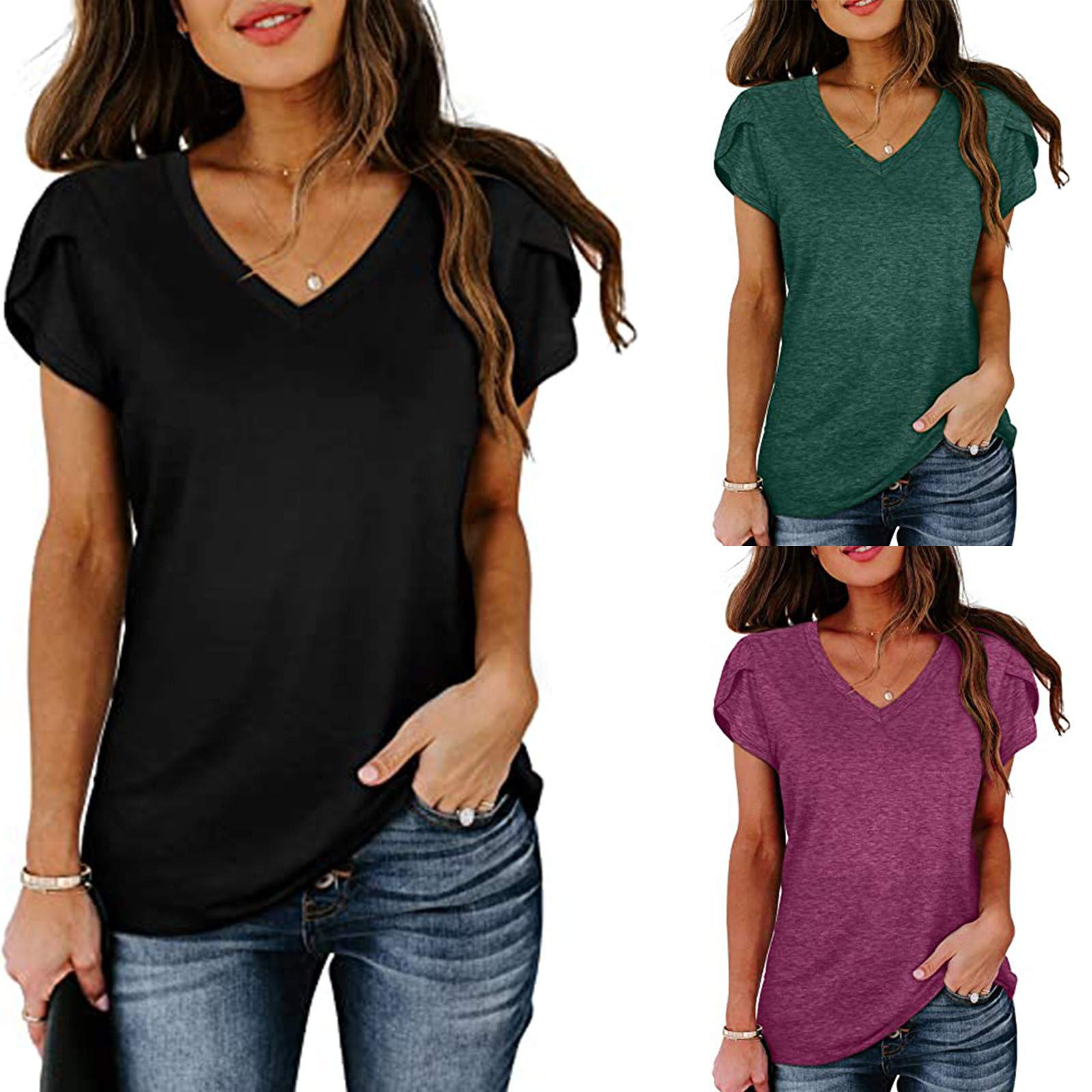 Women's Dressy Short Sleeve Crew Neck T-Shirts | Color Block Casual Tees | Summer Loose Blouse Tops | Perfect for Office, Date Night & Weekend Outings