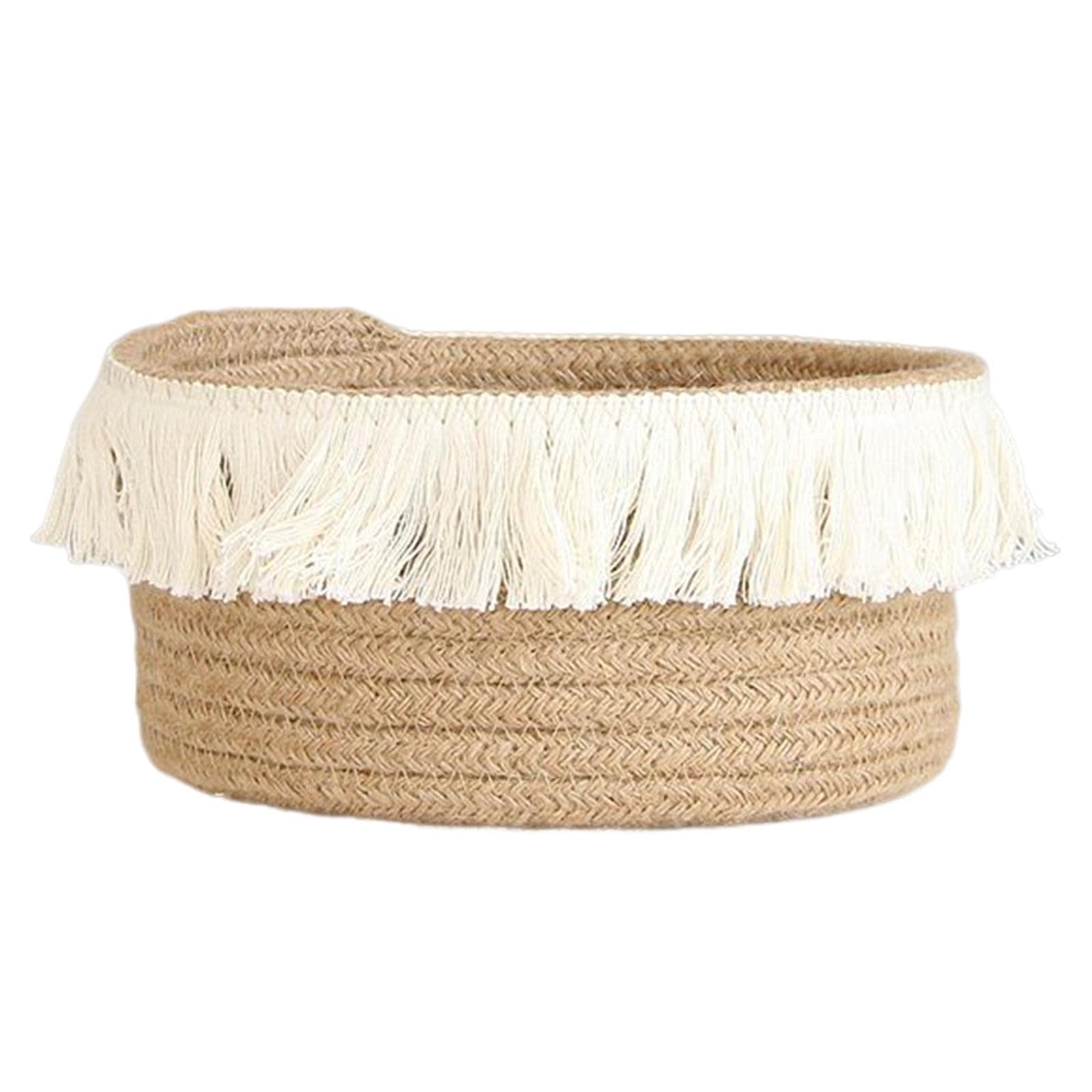 LIPJIA Portable Rope Laundry Basket with Tassel - Decorative Fabric Storage Bin for Dirty Clothes, Snacks, Books & Toys - Perfect for Bedroom, Bathroom & Kids Room Organization (Medium)