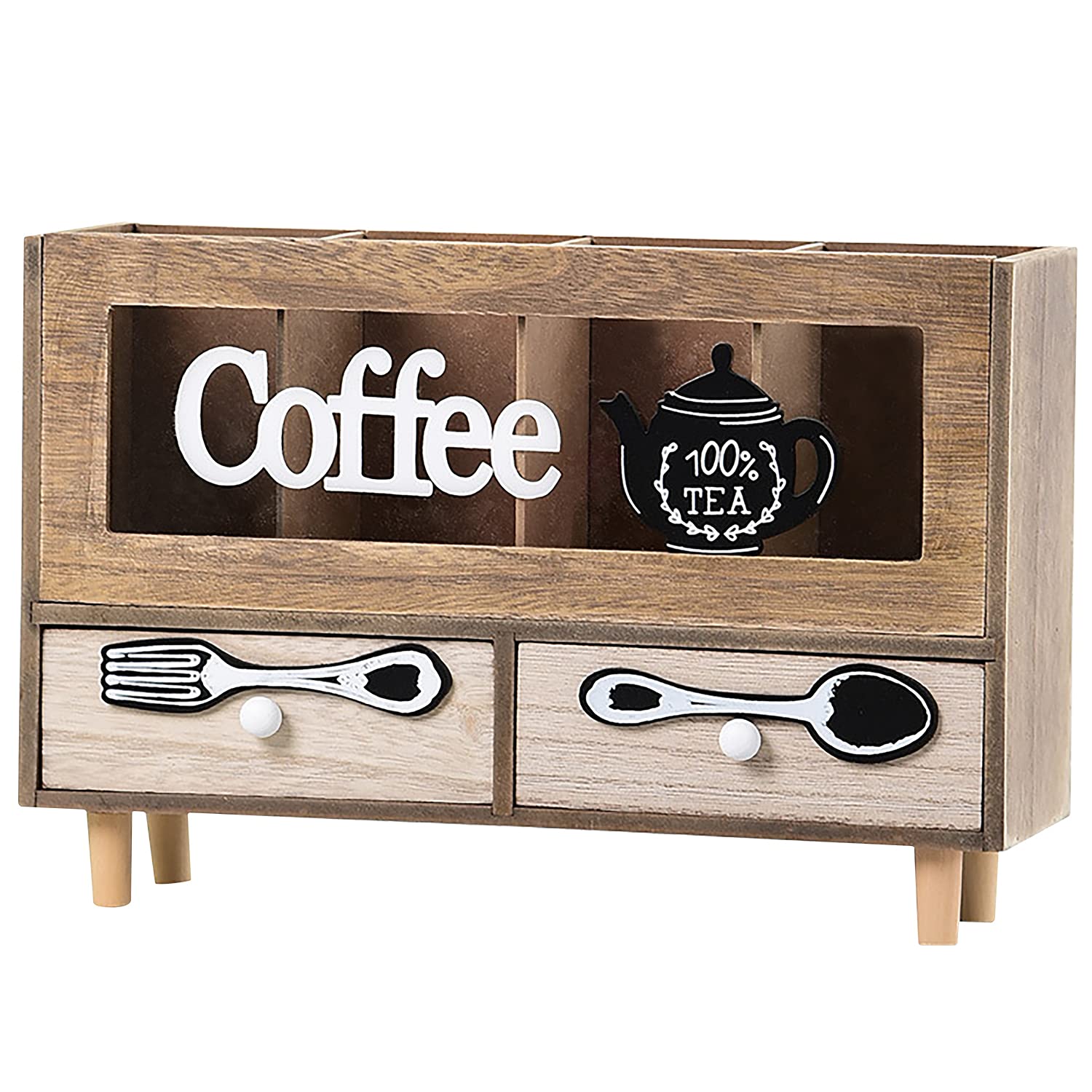 Premium Wooden Coffee Station Organizer - 11.8