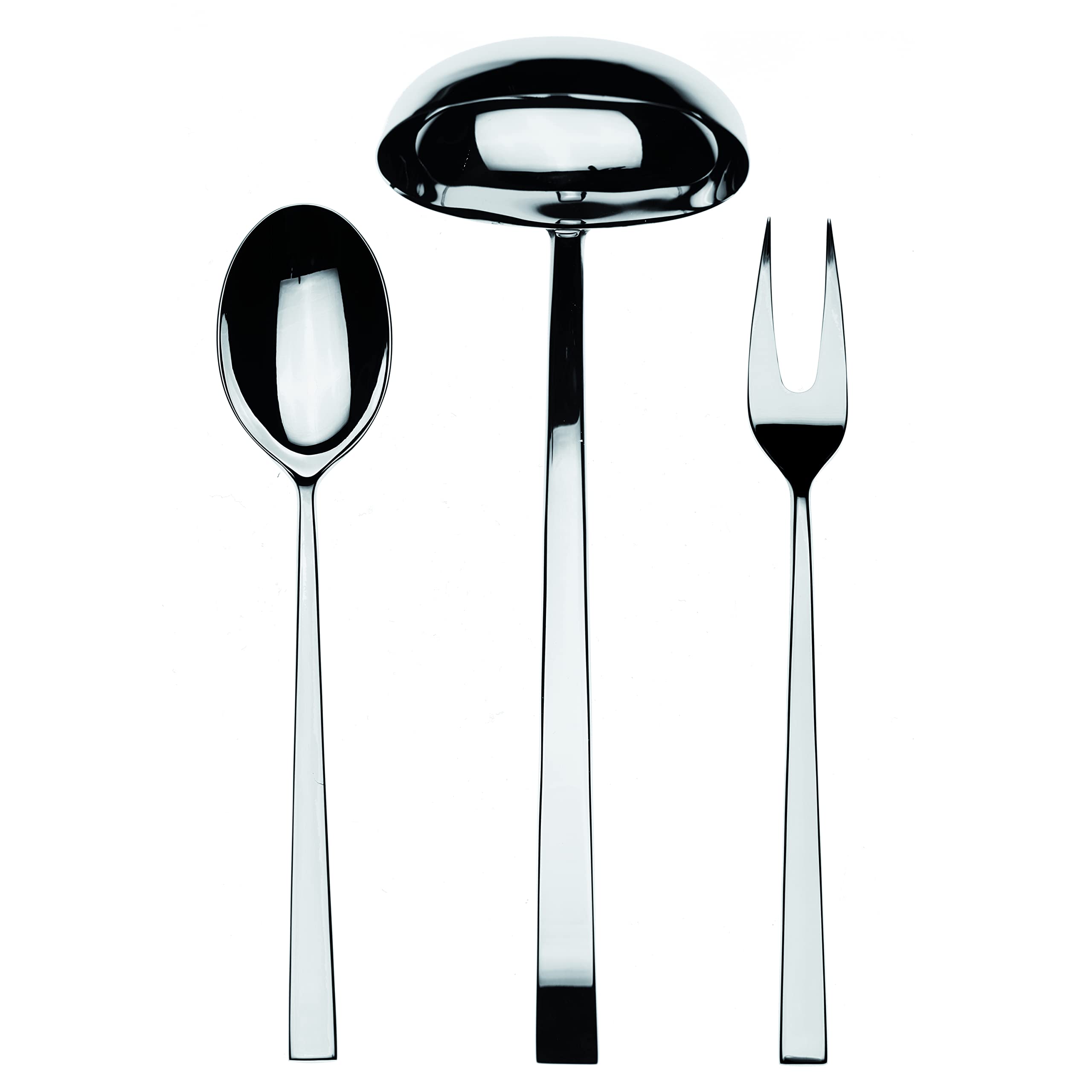 MEPRA 3-Piece Stainless Steel Atena Serving Set - Elegant Metallic Silver Utensils for Dinner Parties, Buffets & Formal Dining