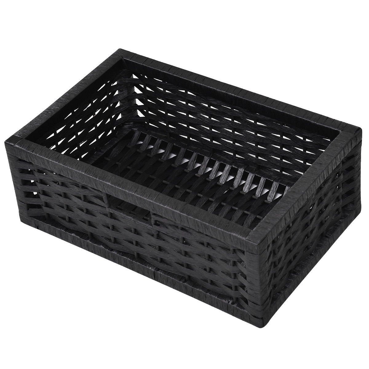 Black 3-Drawer Wicker Storage Tower Shelf with Baskets - Organizer for Bedroom, Bathroom, or Closet - Space-Saving Storage Solution for Home & Office