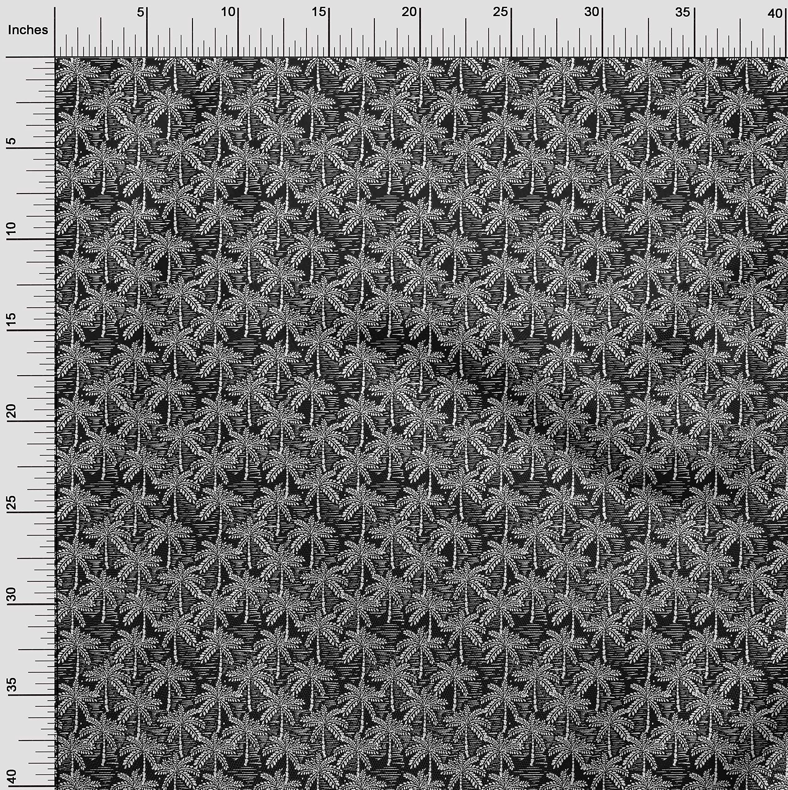 oneOone Viscose Chiffon Black Fabric with Tree Print - 42 Inch Wide Dress Material by The Yard | Perfect for DIY Dresses, Scarves & Home Decor Projects