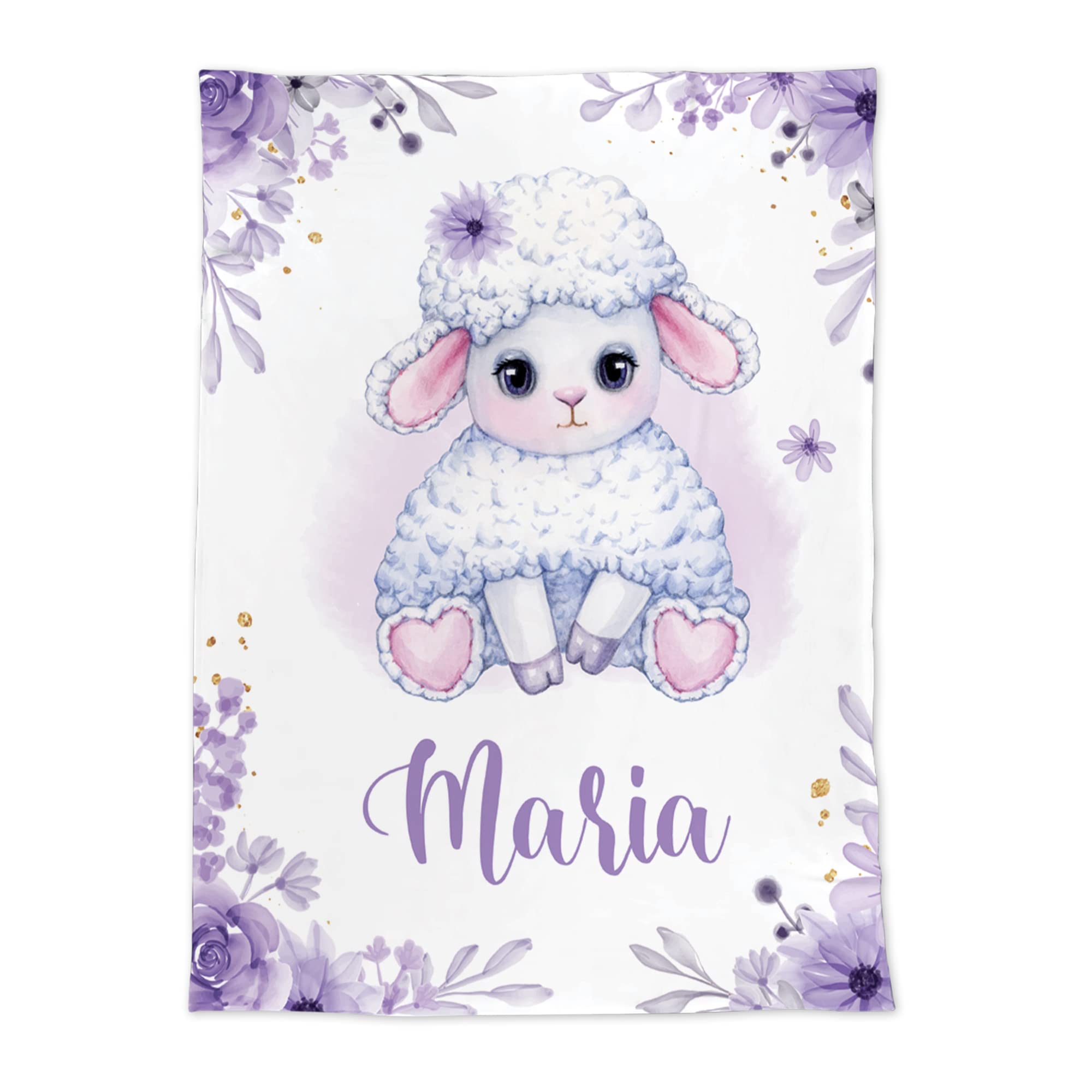 Personalized Baby Girl Blanket with Name - Custom Fleece Blanket 30x40 inches - Soft Cute Sheep Design for Newborns, Nursery, Christening & Photo Props - Perfect Baby Shower Gift for Girls