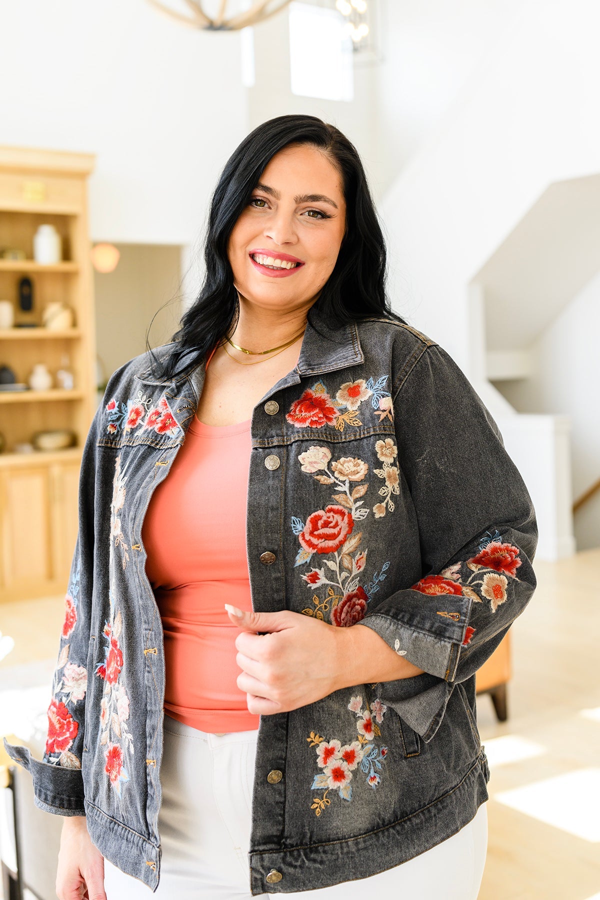 Stylish Floral Embroidered Denim Jacket for Women - Vintage Boho Chic Spring Outerwear | Perfect for Casual Outings, Music Festivals & Date Nights