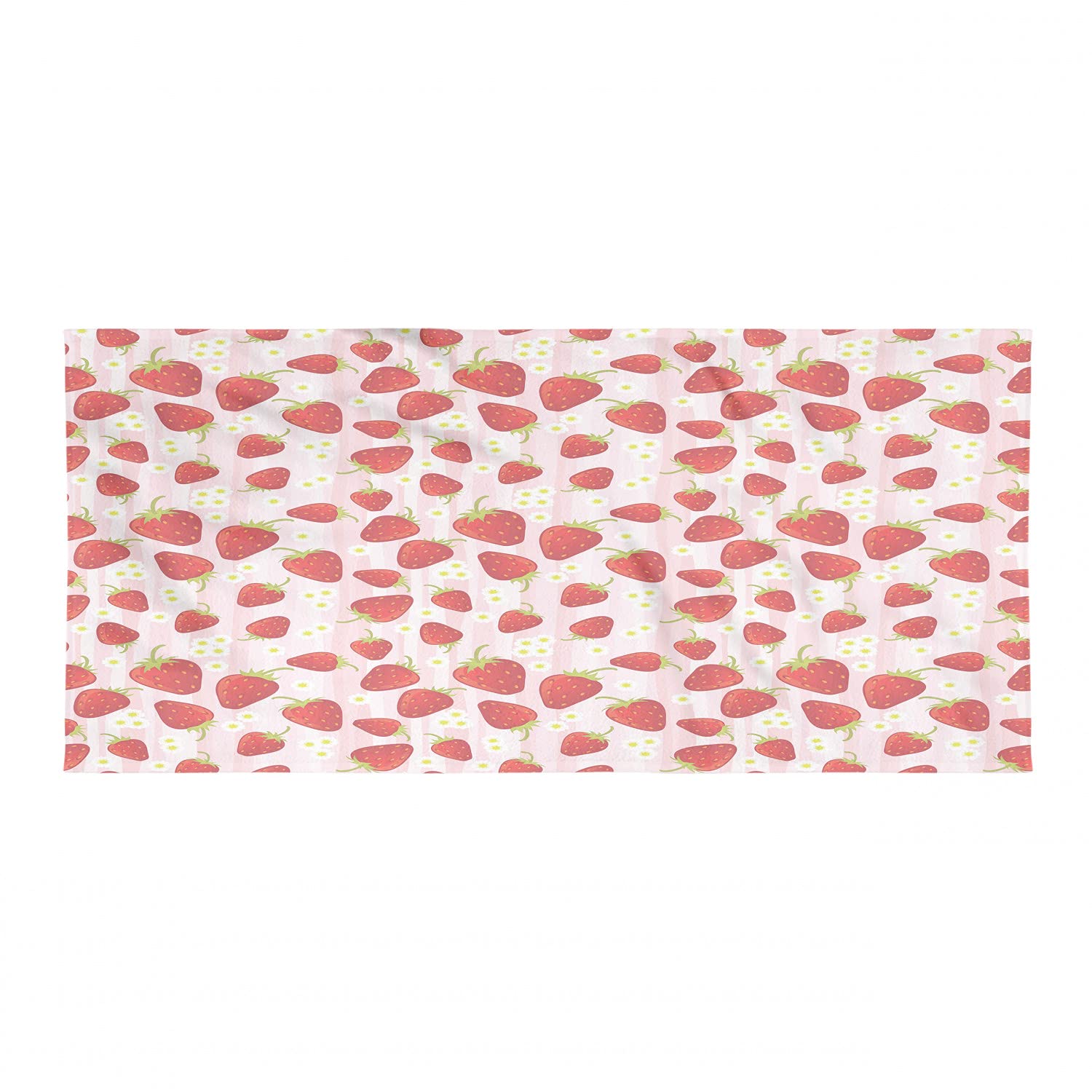 Ambesonne Strawberry Backpacking Towel - Quick Dry, Soft & Absorbent Microfiber Travel Towel with Summer Fruit & Daisy Pattern - Compact for Camping, Hiking, Beach, Gym & Outdoor Adventures