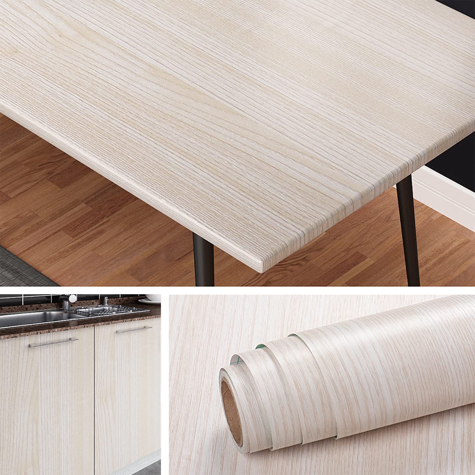 Livelynee 15.8x394 Inch Natural Wood Grain Peel and Stick Vinyl Contact Paper - Self-Adhesive Countertop Wrap for Kitchen Cabinets, Tables, Desks & Walls - Waterproof, Easy to Apply & Remove - Perfect for Home Renovation, DIY Projects & Furniture Makeover