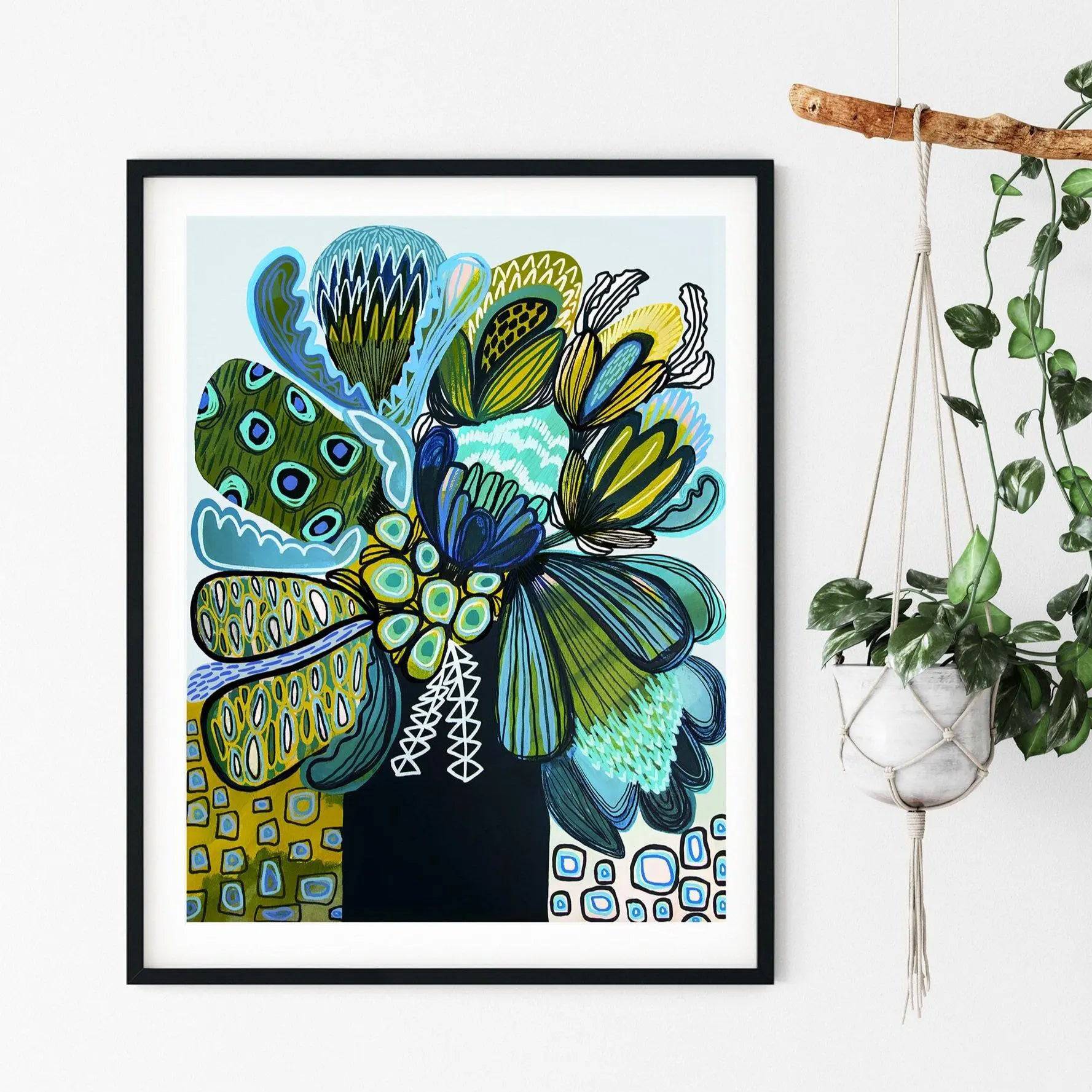 Australia Blue Proteas Art Print - High-Quality Floral Wall Decor for Home & Office | Perfect for Living Room, Bedroom, and Gift Giving