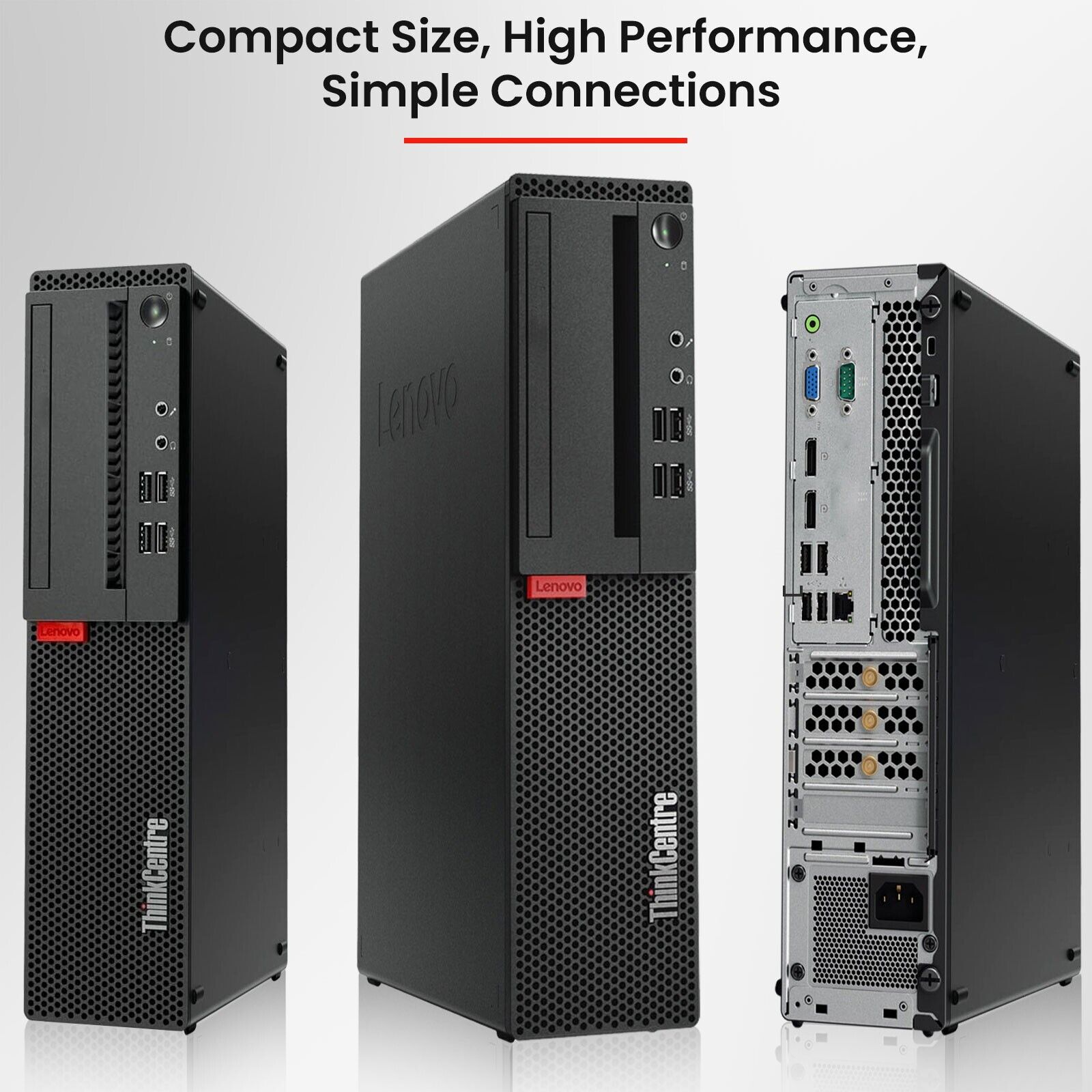 Lenovo ThinkCentre M720s SFF Desktop PC - Intel Core i5-8500 (8th Gen) 3.0GHz, 16GB RAM, 256GB SSD, Windows 11 Pro | Thunderbolt USB-C, WiFi, DisplayPort | Certified Refurbished with 1-Year Warranty - Perfect for Home Office, Business Workstations & Remote Work