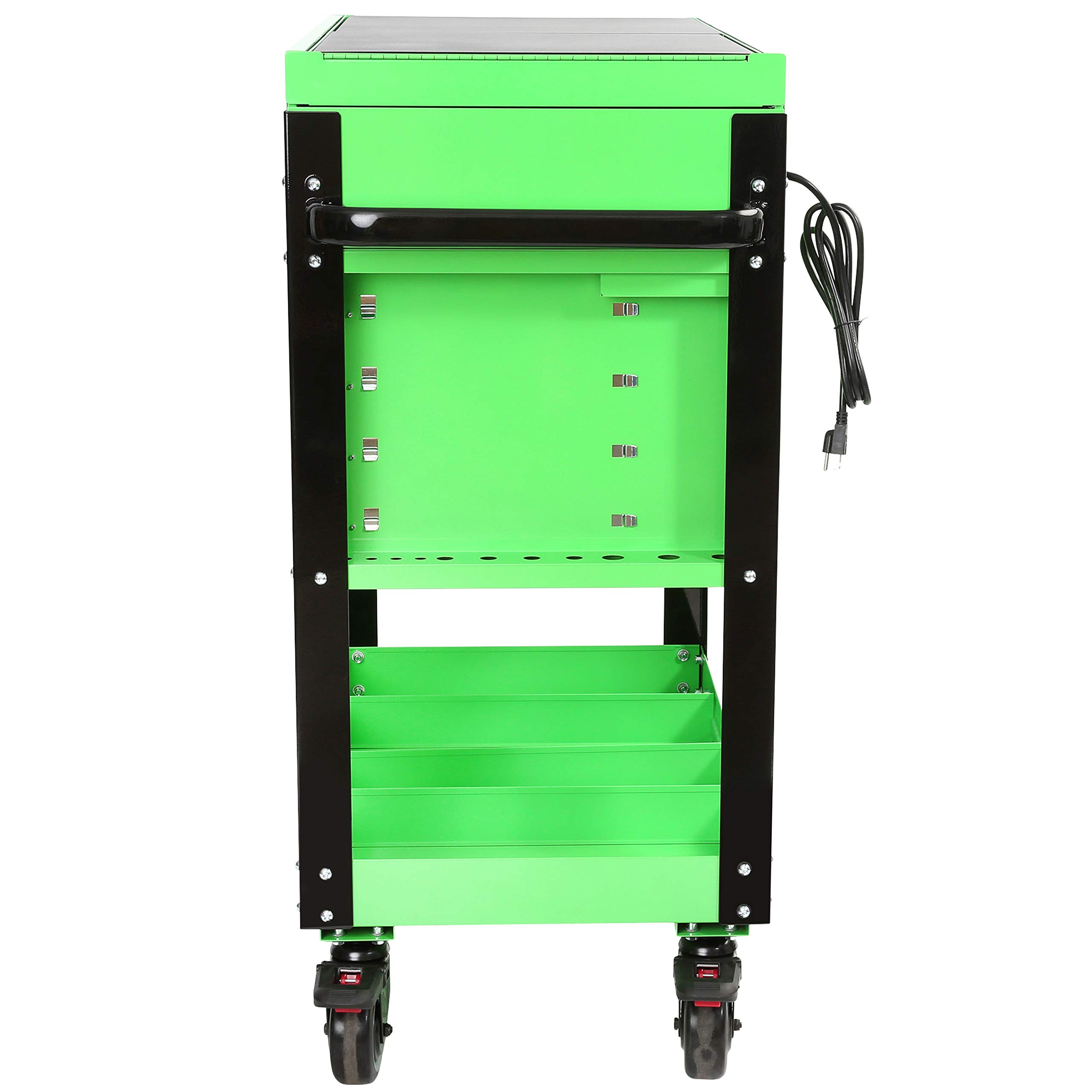 OEMTOOLS 24731 3-Drawer Heavy Duty Rolling Tool Cart with Locking System & Power Strip - Automotive Mechanic Tool Chest for Garage, Workshop & DIY Projects