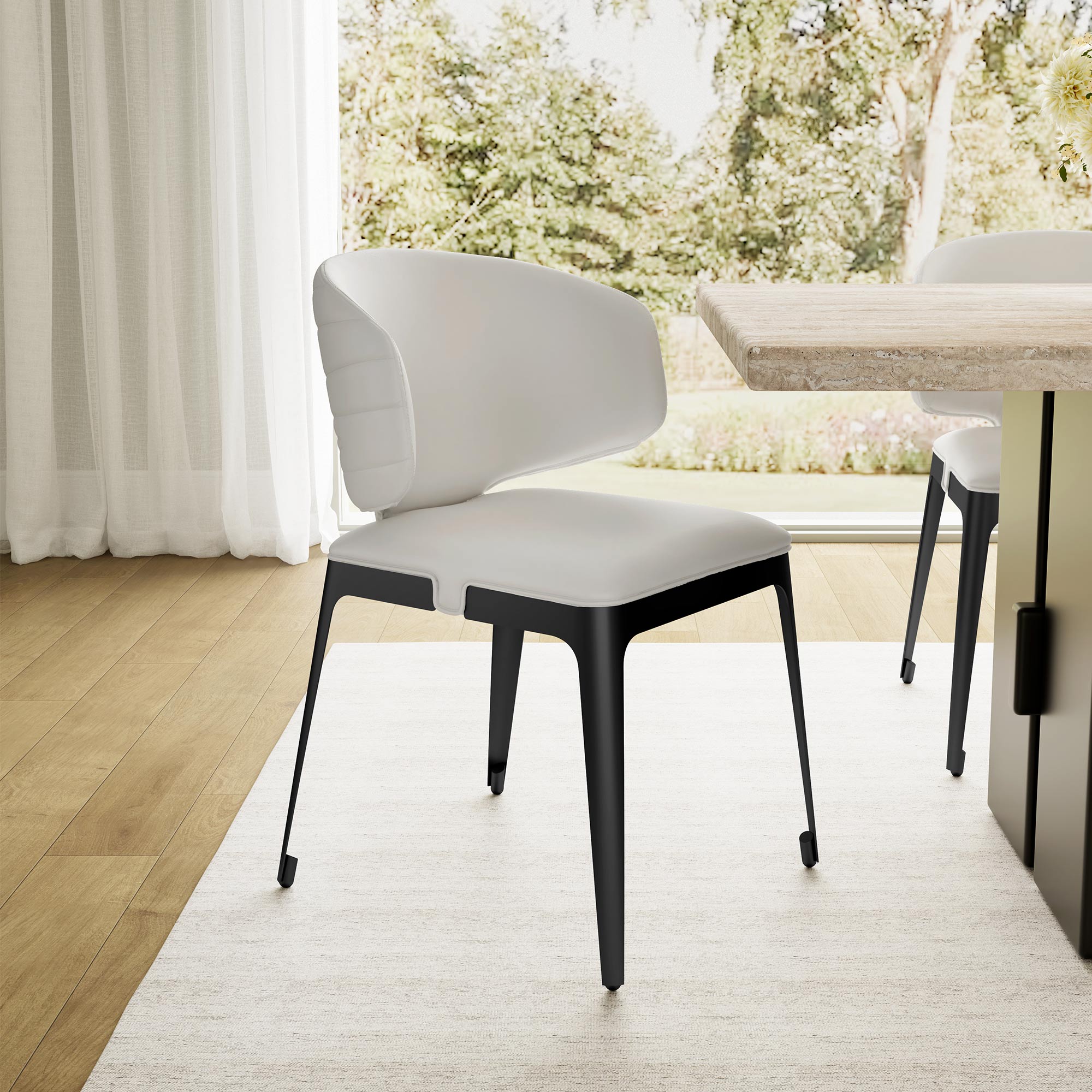 Chateau Dining Side Chairs Set of 2 - Off White Upholstered Kitchen Chairs for Dining Room, Breakfast Nook & Small Spaces