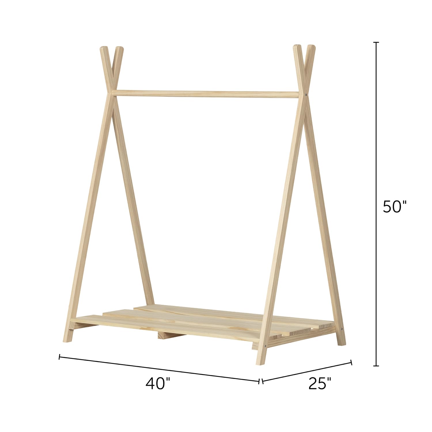 South Shore Sweedi Scandinavian Kids Clothes Rack - Natural Pine Wood, Space-Saving Nursery Organizer for Baby Clothes, Toys & Accessories - Perfect for Bedroom, Playroom & Daycare Storage