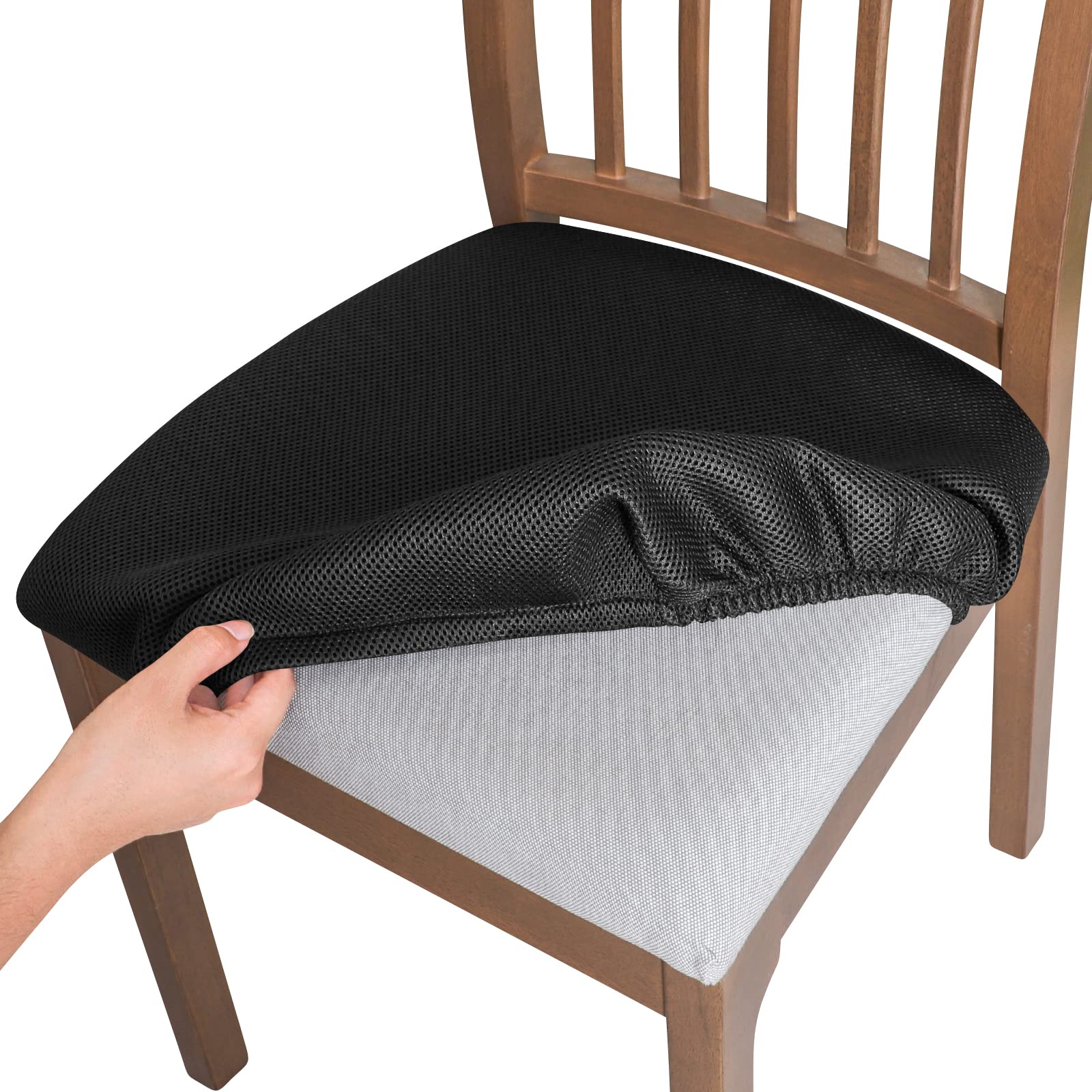 FORCHEER 2-Pack Black Air Mesh Dining Chair Covers - Breathable, Washable & Removable Seat Slipcovers for Kitchen, Dining Room - Summer Home Decor & Furniture Protector