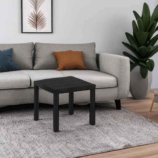Furinno Classic Homey Square Parsons Side End Table - Black, 1-Pack | Compact Nightstand for Small Spaces, Living Room Accent Table, Bedside End Table for Apartment & Dorm Decor