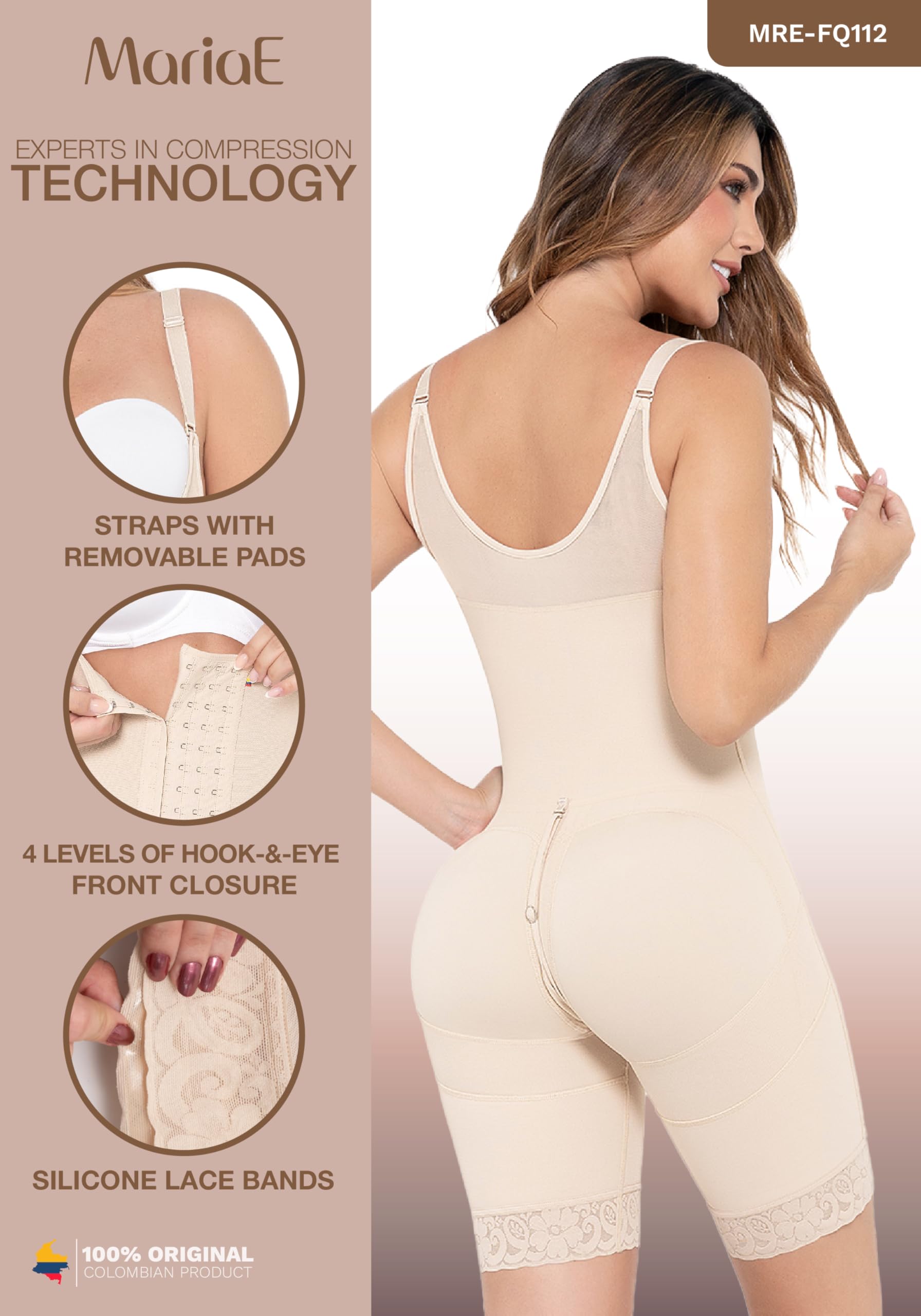 MARIAE FQ105 Post-Surgery Compression Garment for Women - Butt Lifting & Tummy Control Shapewear - Perfect for Liposuction Recovery, Body Contouring & Everyday Wear