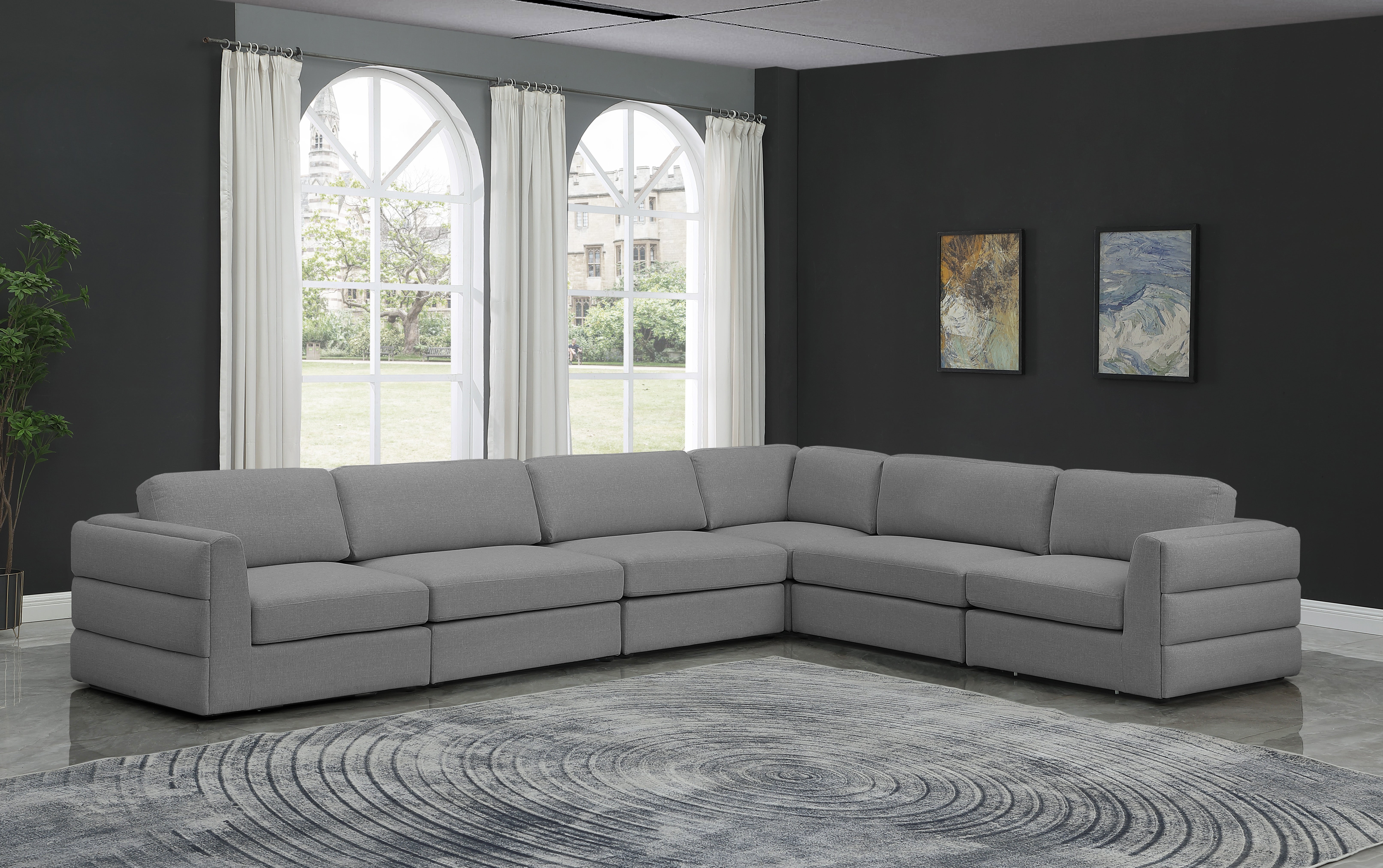Beckham Durable Linen Textured Fabric Modular Sectional Sofa - Modern L-Shaped Couch for Living Room, Family Room & Home Theater Comfort