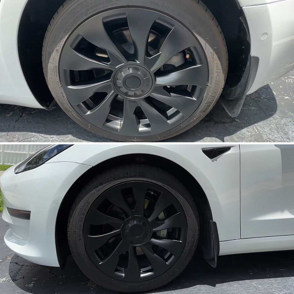 Tesla Model 3 18 Inch Überturbine Wheel Covers Kit - Matte Black Wheel Caps for 2017-2023 Model 3 | Enhance Style & Protect Rims for Daily Driving & Road Trips