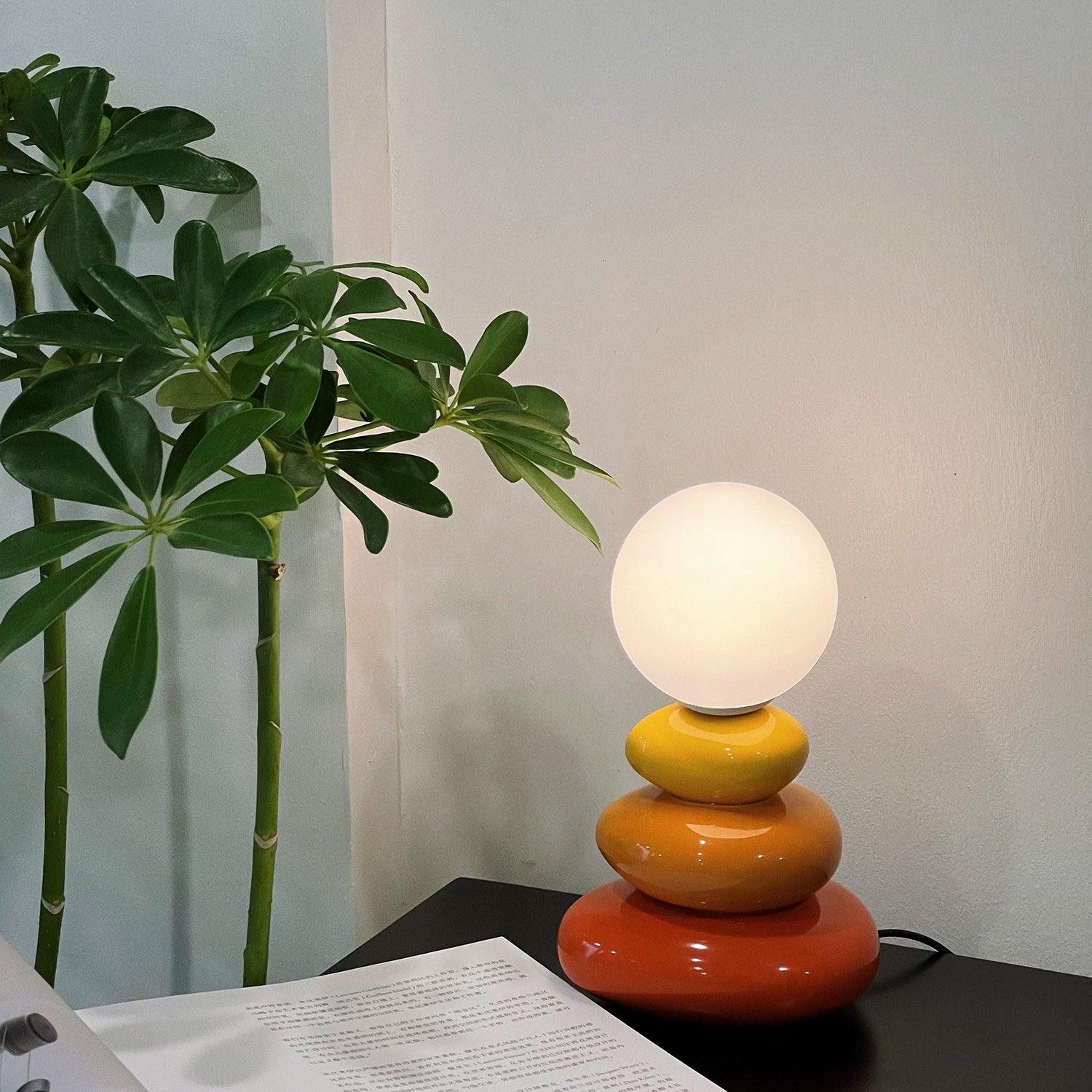 Triple Gourd Table Lamp - Modern Handcrafted Ceramic Nightstand Light for Bedroom, Living Room & Office Decor - Perfect for Ambient Lighting and Home Styling