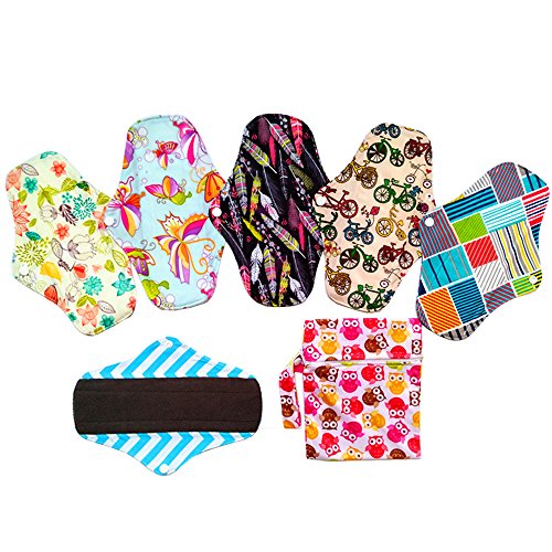 Organic Charcoal Bamboo Reusable Menstrual Pads - Eco-Friendly Washable Sanitary Pads for Women (MC10-6) | Comfortable Period Protection for Active Lifestyle & Overnight Use