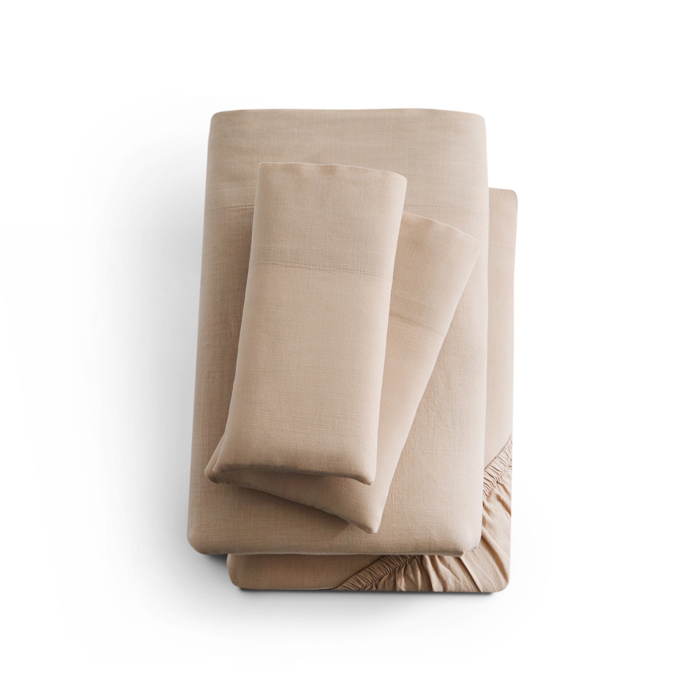 Malouf Linen Weave Cotton Sheet Set - Queen Size, 4-Piece Bed Sheet Set with Deep Pockets, Breathable & Soft for All-Season Comfort - Perfect for Home, Hotel, and Guest Room Bedding