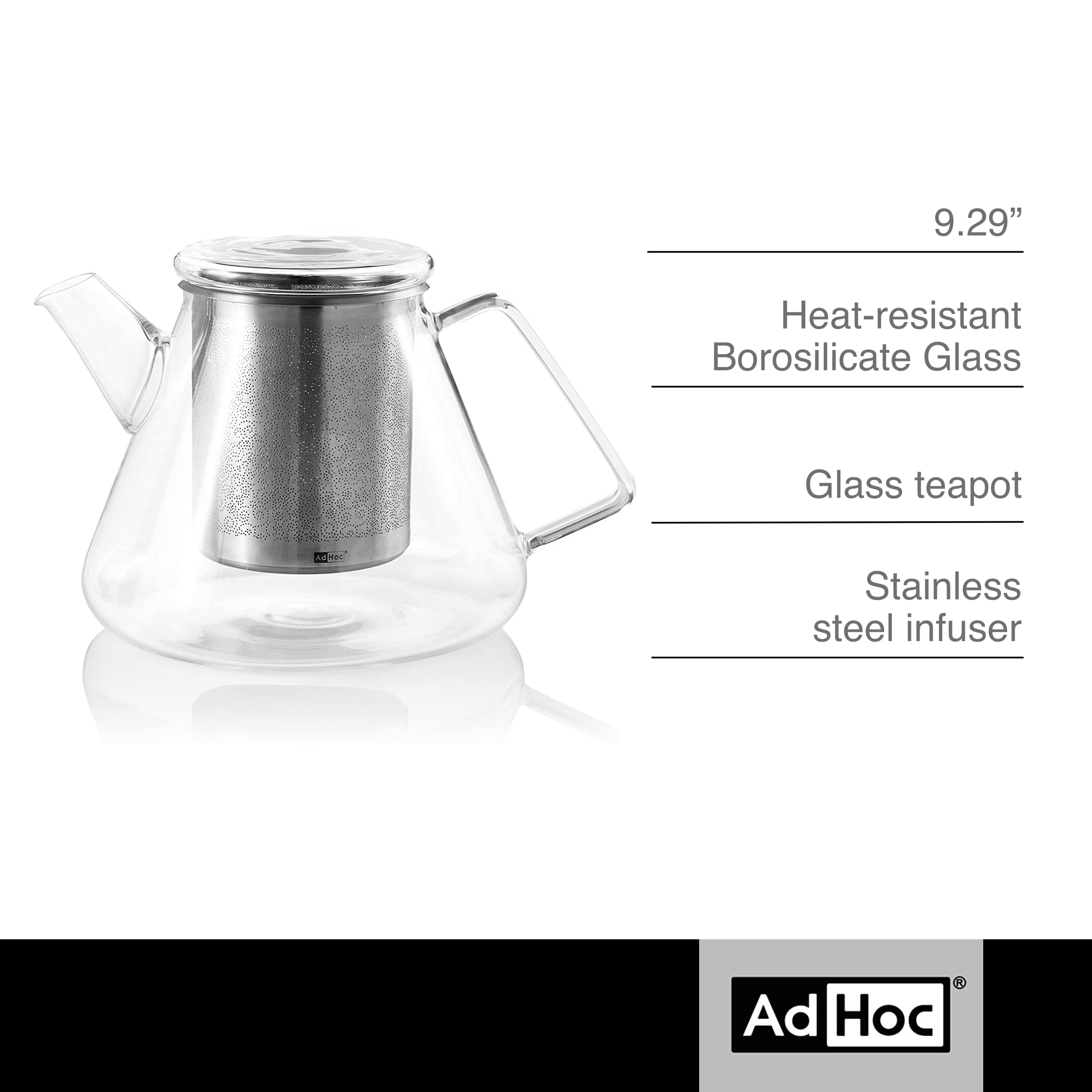Premium Glass Teapot with Removable Infuser - 50oz Stovetop & Loose Leaf Tea Kettle - Large & Small Heat-Resistant Teapot for Home, Office, or Gift - Perfect for Herbal, Green, Black & Iced Tea Brewing