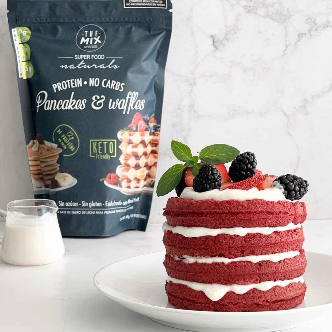 Keto Pancake & Waffle Mix - Zero Carb, Sugar Free, Gluten Free, Nut Free - 15g Protein & 10g Fiber per Serving - Monk Fruit Sweetened - 20 Servings (400g) - Perfect for Low Carb Breakfast & Ketogenic Diet