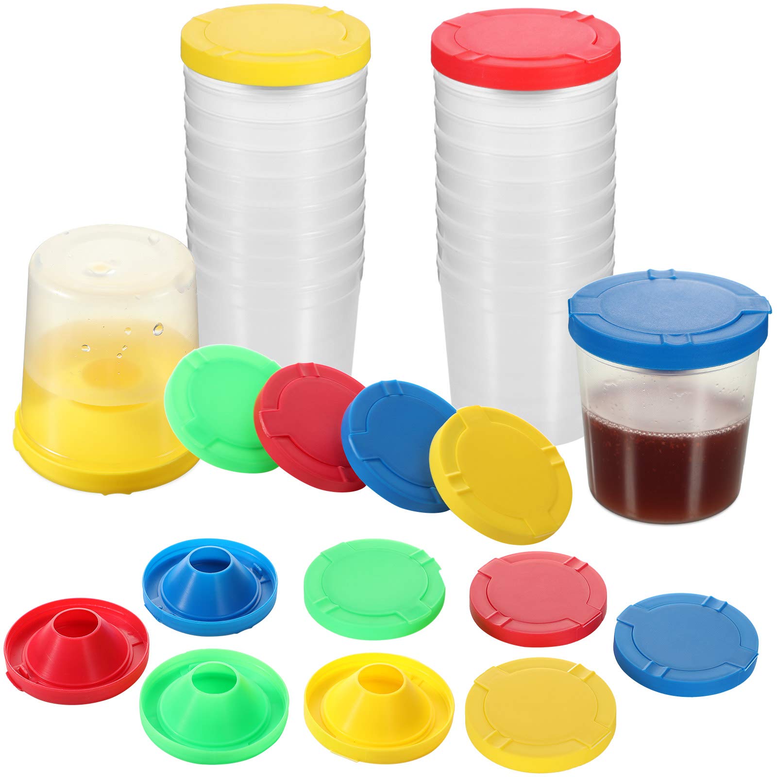 Non-Spill Paint Cups for Kids - 12 Pack Flip Open Lid Art Supply Set for Classroom, School & Artist Studio - Assorted Colors - Perfect for Painting Projects, DIY Crafts & Creative Activities