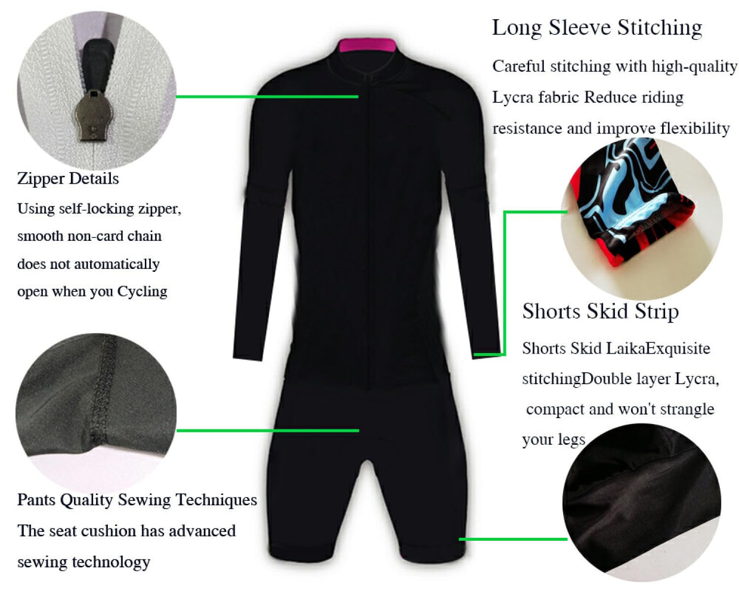 Women's Long Sleeve Cycling Suit - Triathlon Jumpsuit with Shorts - Breathable & Comfortable Cycling Clothing for Women (XS-3XL) - Perfect for Road Biking, Indoor Training & Triathlon Races