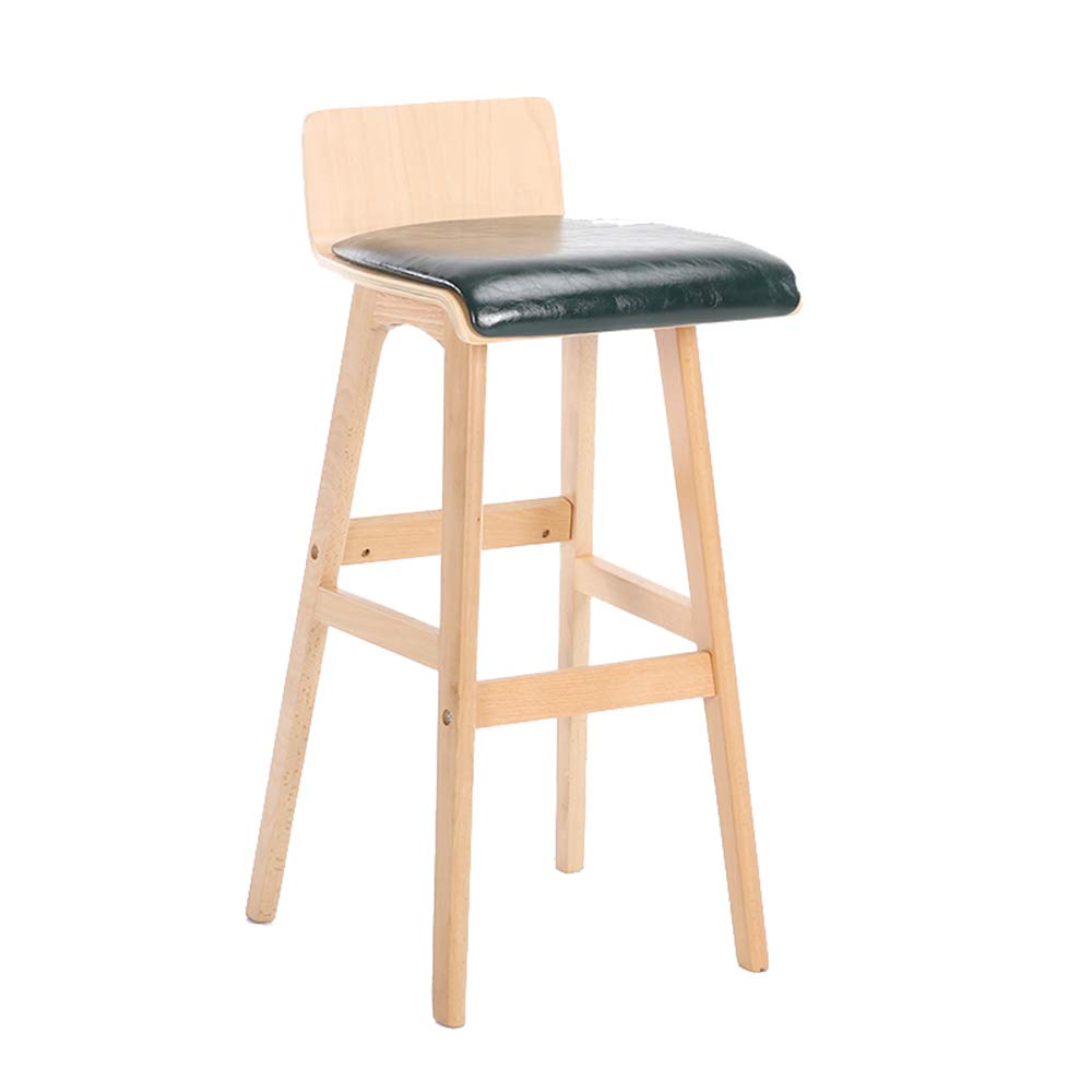 Nordic Bar Stool with Curved Wood Seat & Solid Wood Legs - 29.5 Inch Height, Modern Kitchen Counter Stool for Home Bar, Cafe, or Restaurant Decor