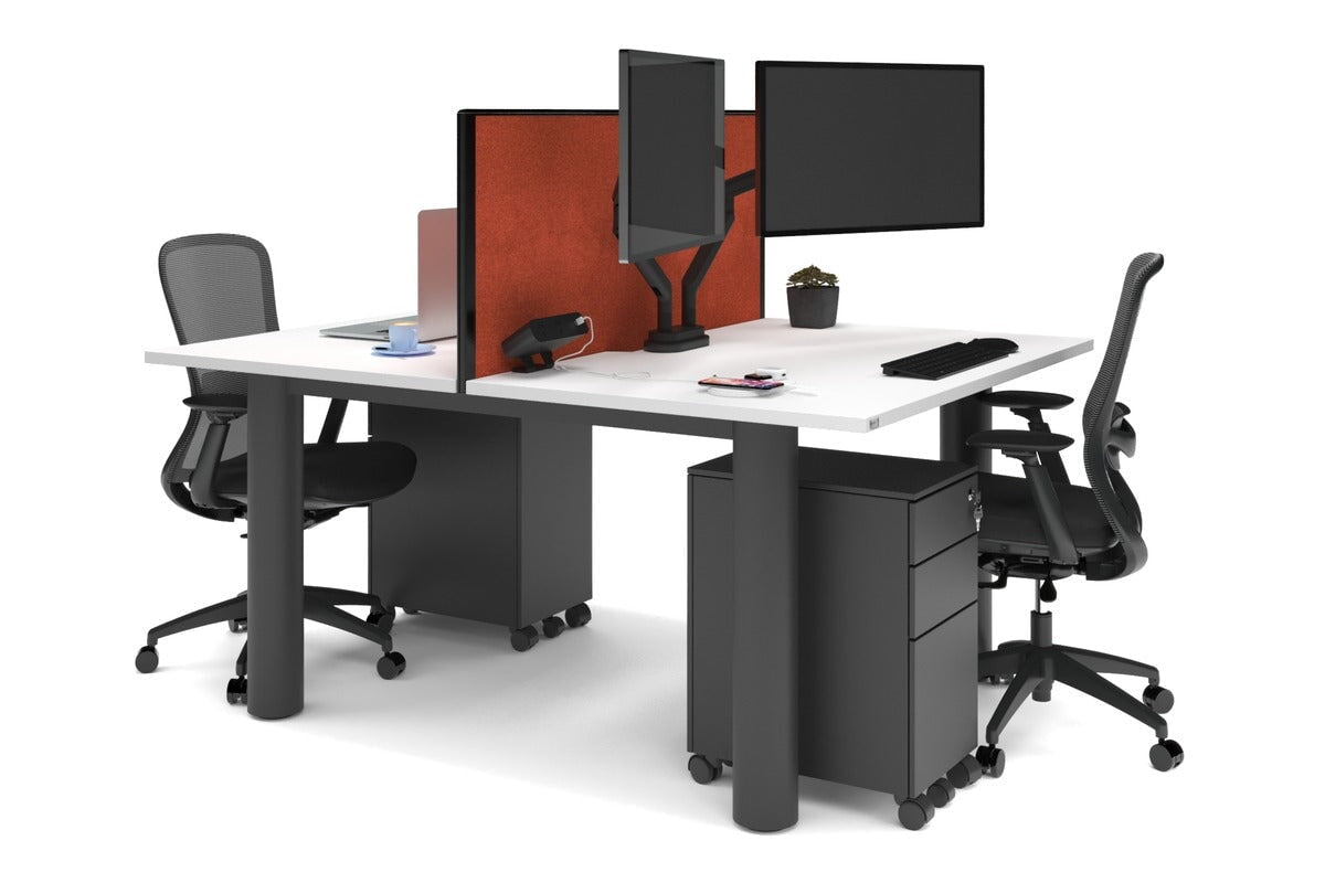 Quadro Cylinder Leg 2-Person Office Workstation Desk - 1600L x 800W with Cable Management Scallop - Perfect for Collaborative Workspaces & Modern Offices