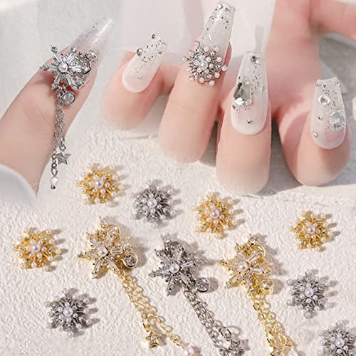 3D Shiny Snowflake Nail Art Decorations - DIY Rhinestone Charms for Women & Girls - Perfect for Holiday Nail Designs