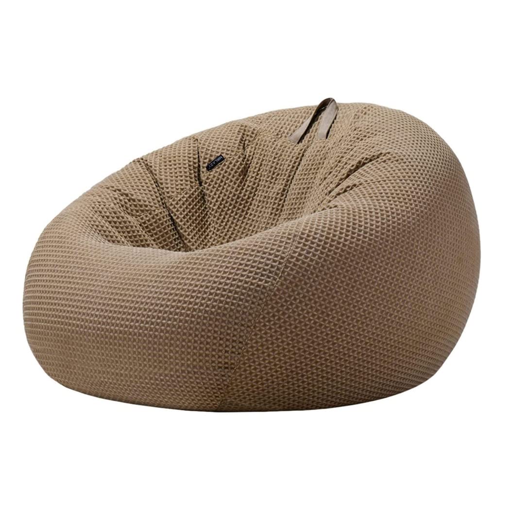 Soft Cotton Bean Bag Chair Cover (No Filler) - 100x100cm Brown Stuffable Replacement Slipcover for Lazy Lounger & Sofa - Perfect for Kids & Adults - Ideal for Living Room, Bedroom, Playroom & Dorm Decor