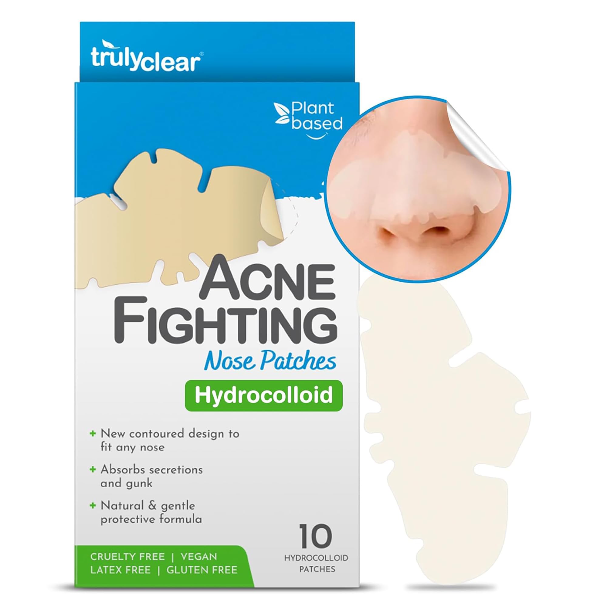Hydrocolloid Nose Pimple Patches - 10 Count Acne Treatment for Blackheads & Oil Control | Overnight Pore Cleansing Strips for Clear Skin | Cruelty-Free & Vegan | Perfect for Travel, Gym & Daily Skincare Routine